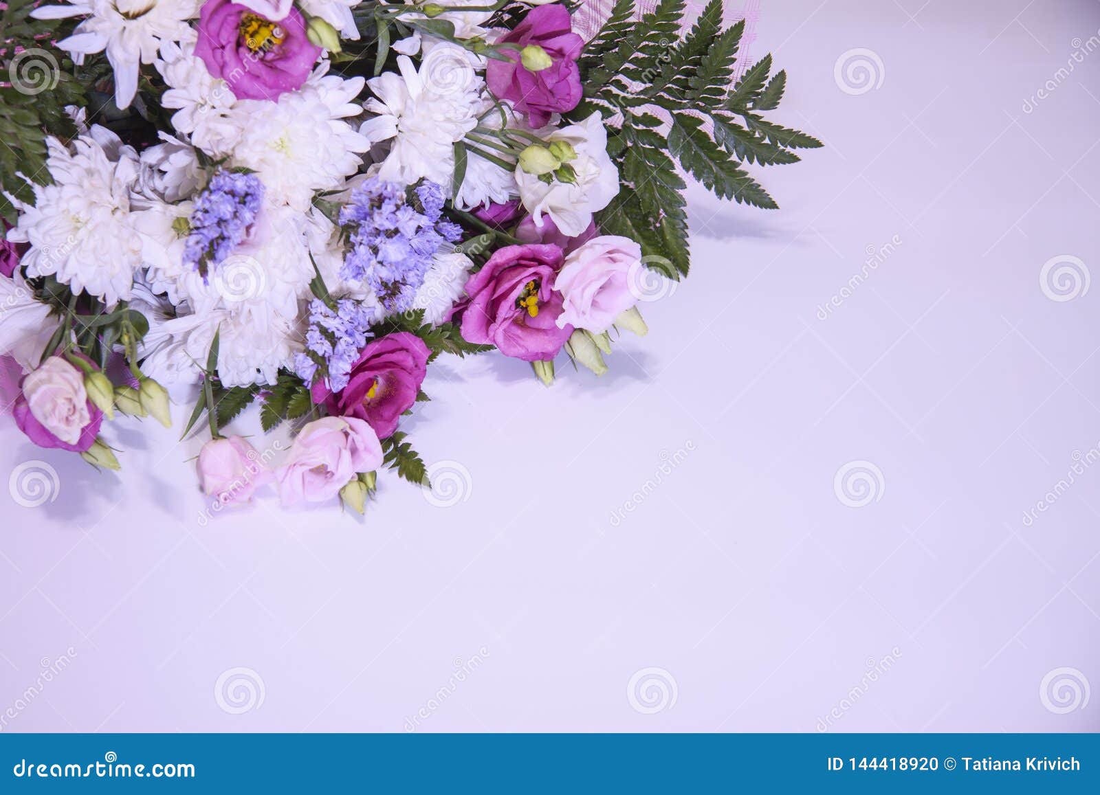 A Modern, Beautiful Floral Bouquet on a Purple Background. Stock ...