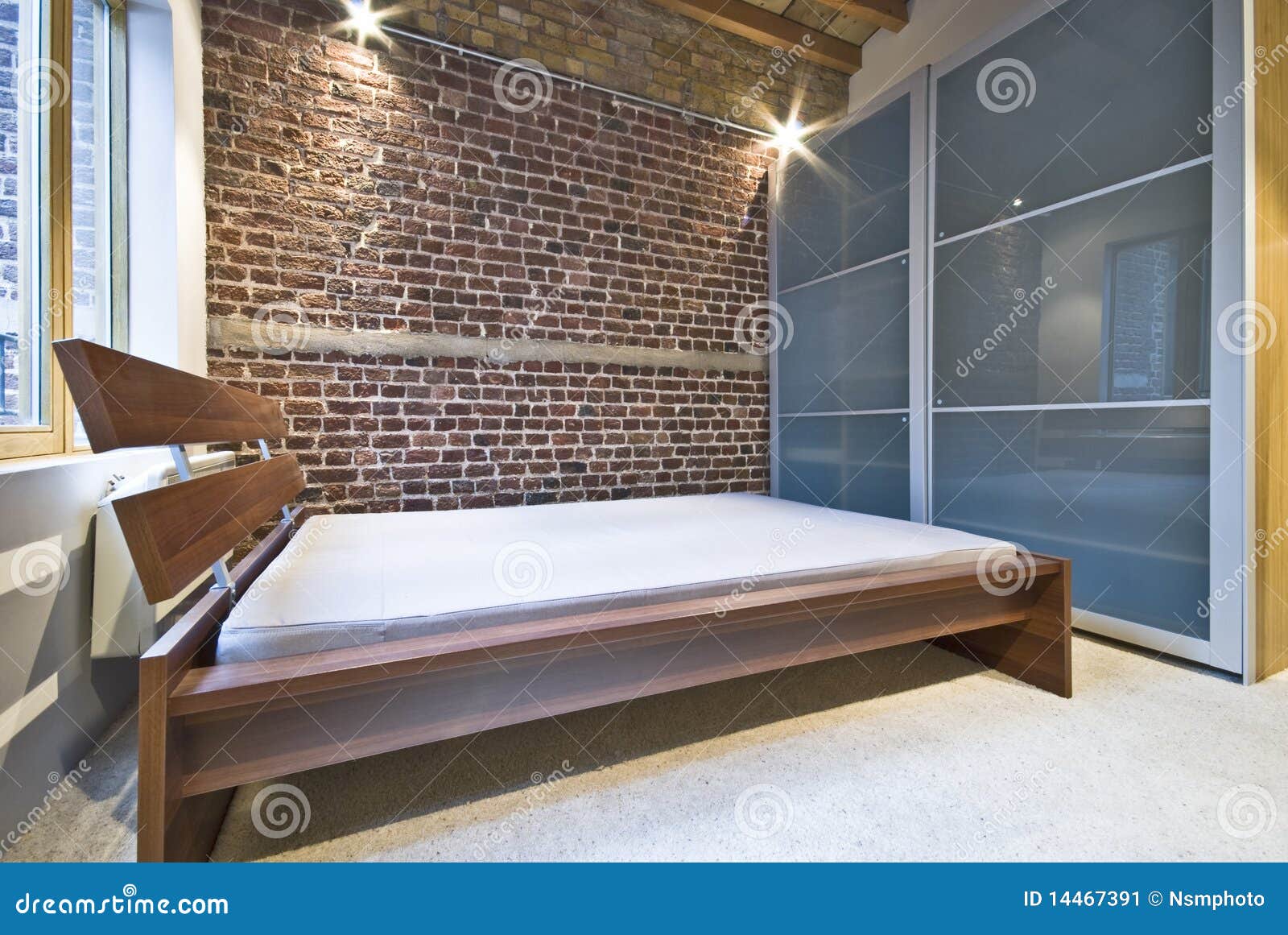 Modern Bedroom in Warehouse Conversion Stock Image Image of classic
