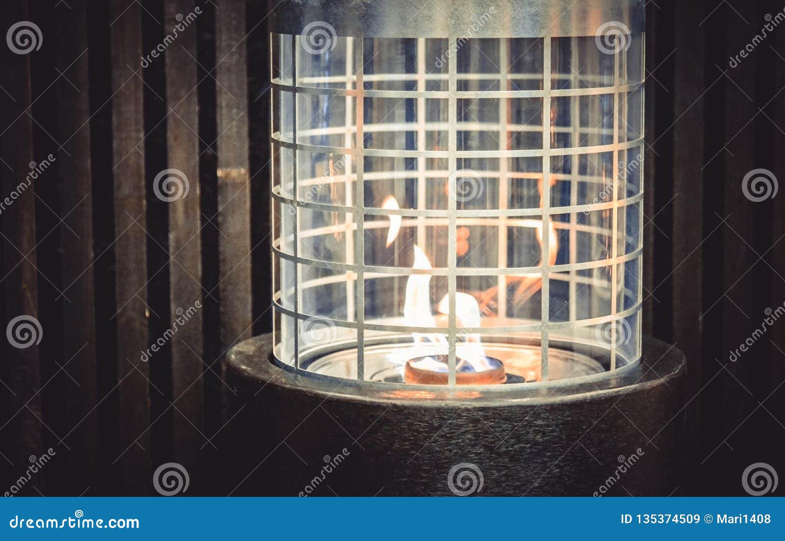 Modern Bio Fireplot Fireplace On Ethanol Gas Close Up Stock Image
