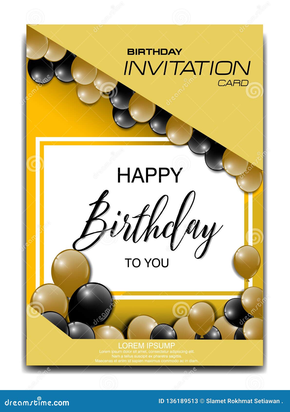 Modern Birthday Invitation Card with Balloon Ornament Stock Vector -  Illustration of texture, birthdaybackgroundtemplate: 136189513