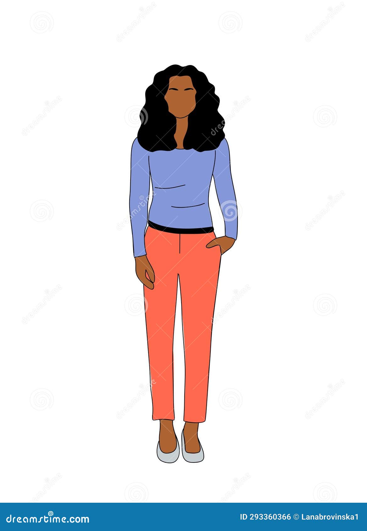 Modern Black Business Woman Standing Vector Isolated Stock Illustration ...