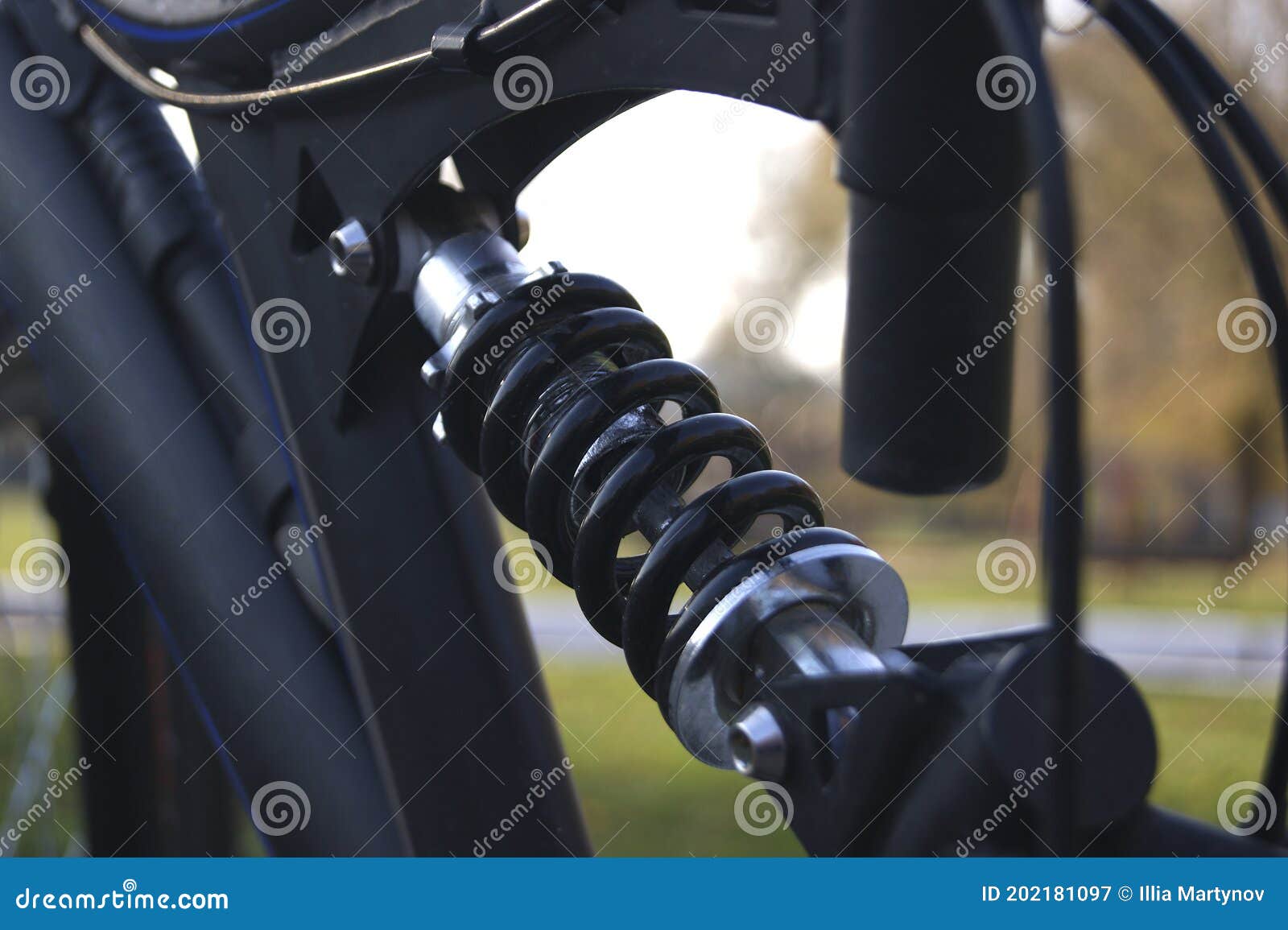 Modern Black Full Suspension Mountain Bike. Twosuspension Stock Image
