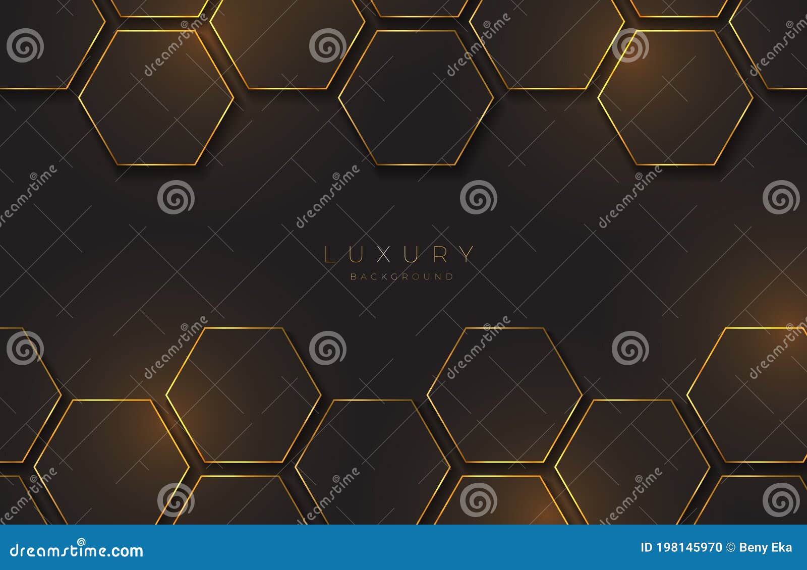 Modern Black and Gold Background Textured with Abstract Hexagon Pattern