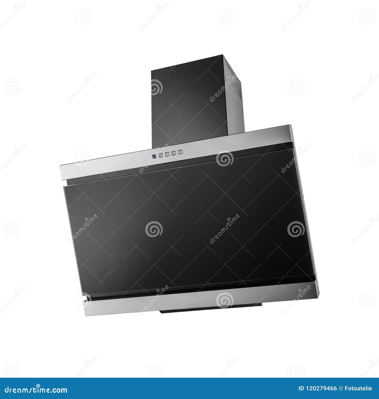 Modern Black Kitchen Hood, Isolated on White. Stock Photo Image of