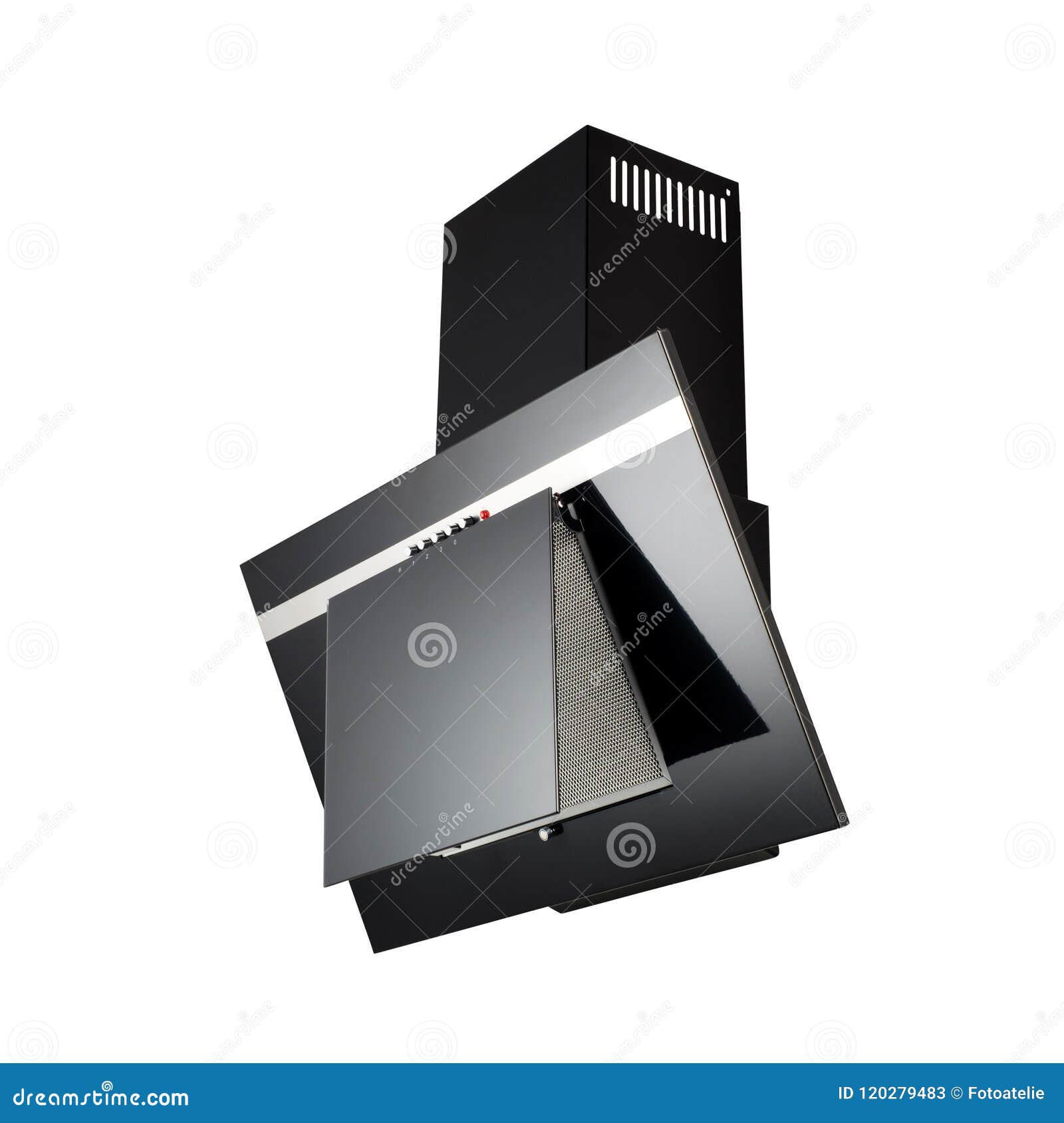 Modern Black Kitchen Hood, Isolated on White. Stock Image Image of