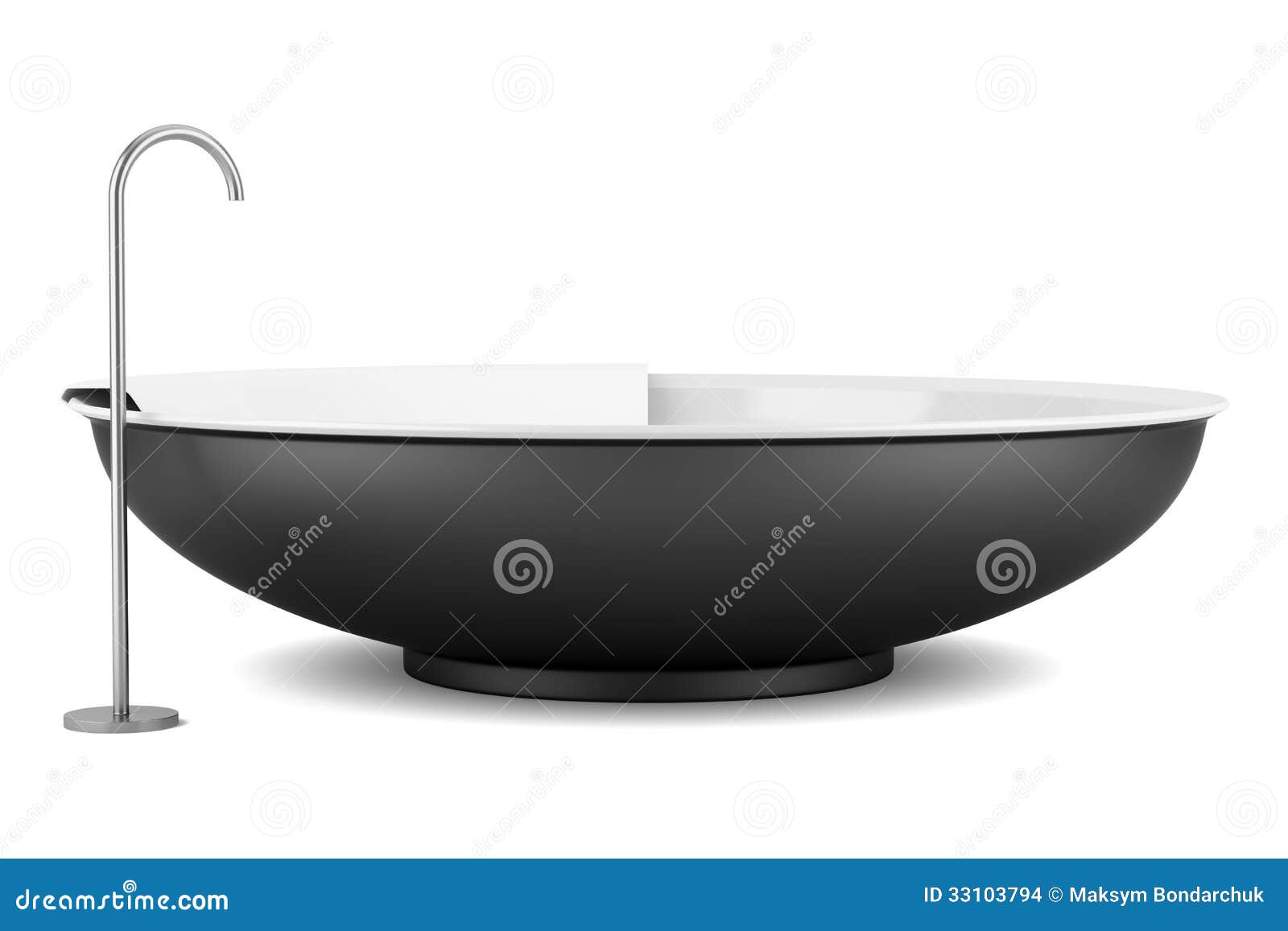 Modern Black Round Bathtub on White Stock Illustration Illustration