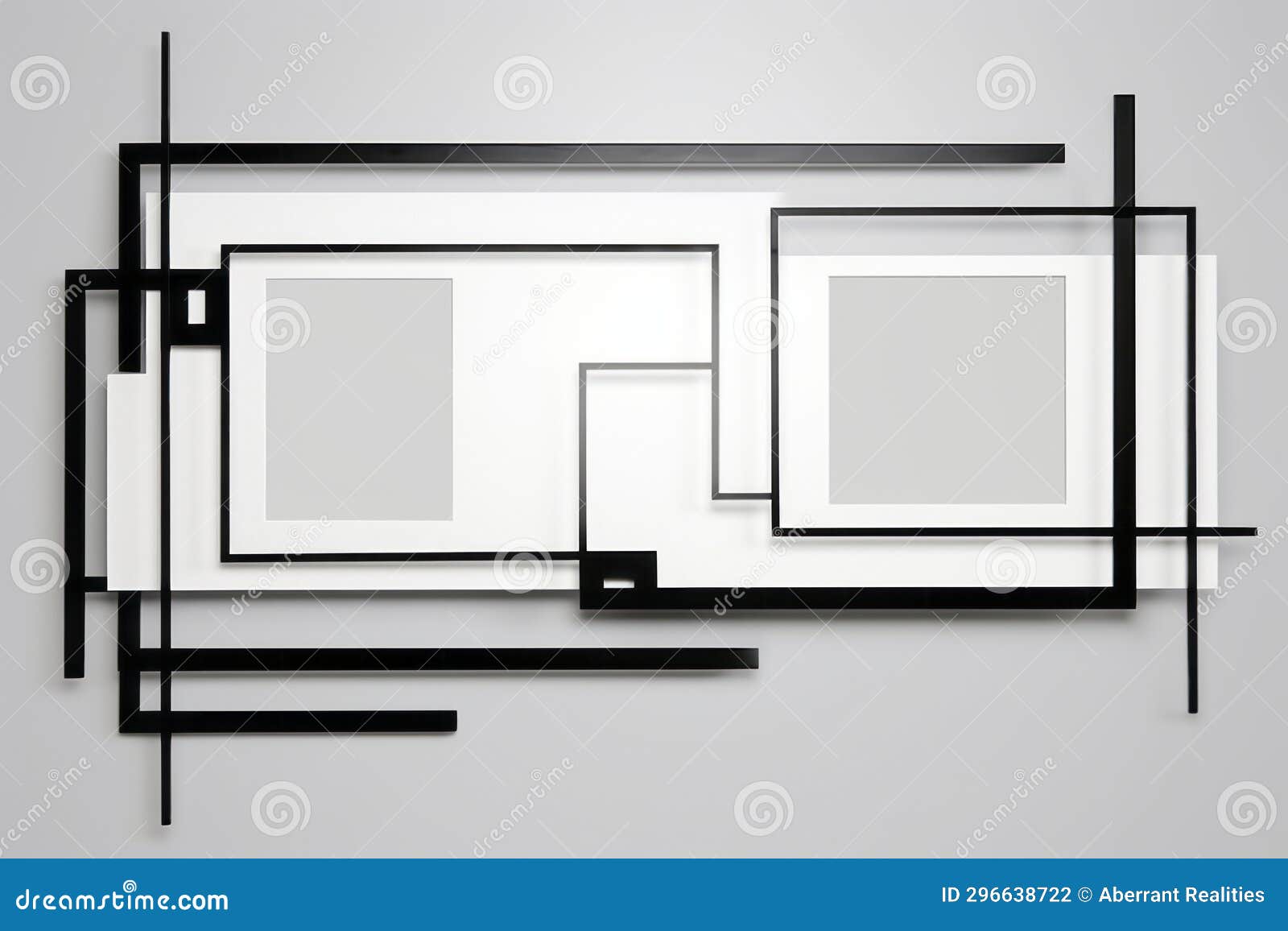Modern Black and White Abstract Art on the Wall Stock Illustration