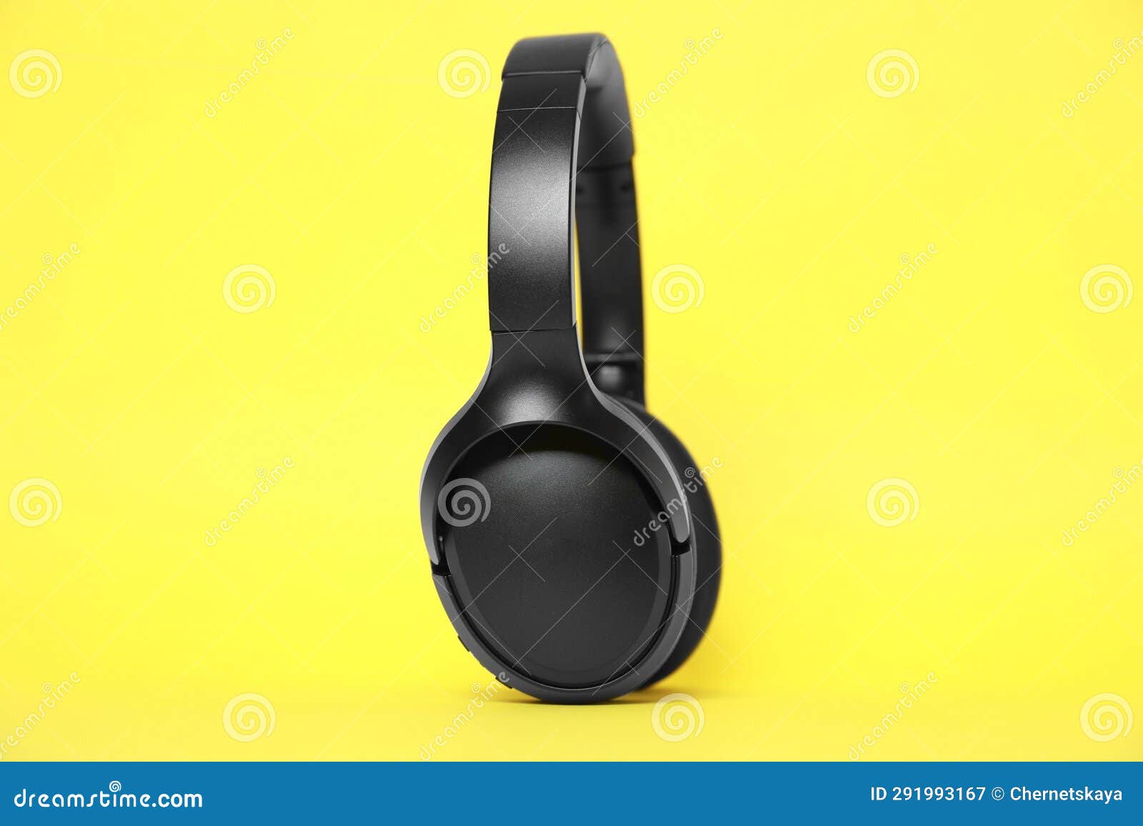 Modern Black Wireless Headphones on Yellow Background Stock Image Image of music, radio 291993167