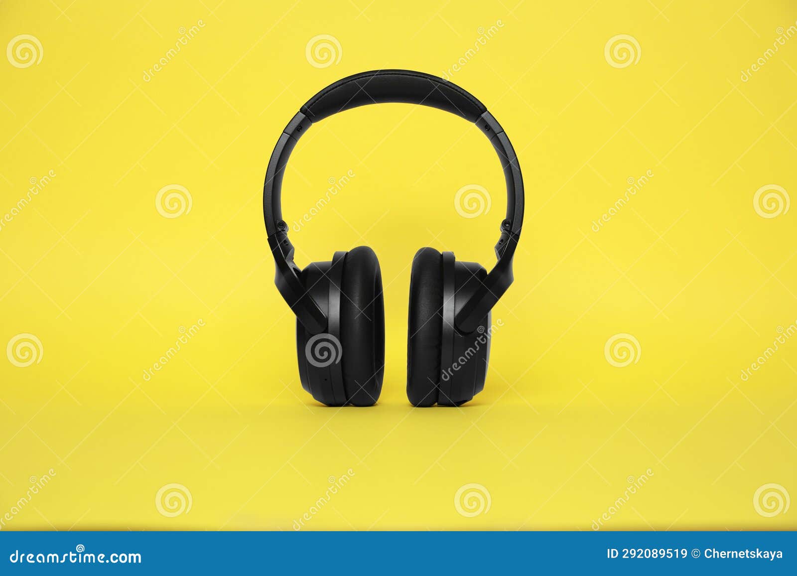 Modern Black Wireless Headphones on Yellow Background Stock Image Image of portable, audio