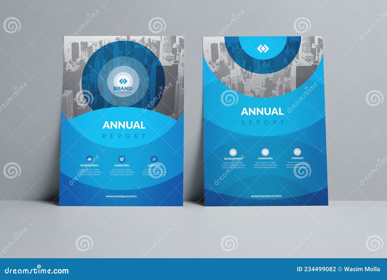 modern blue annual report catalog cover  template concept idea