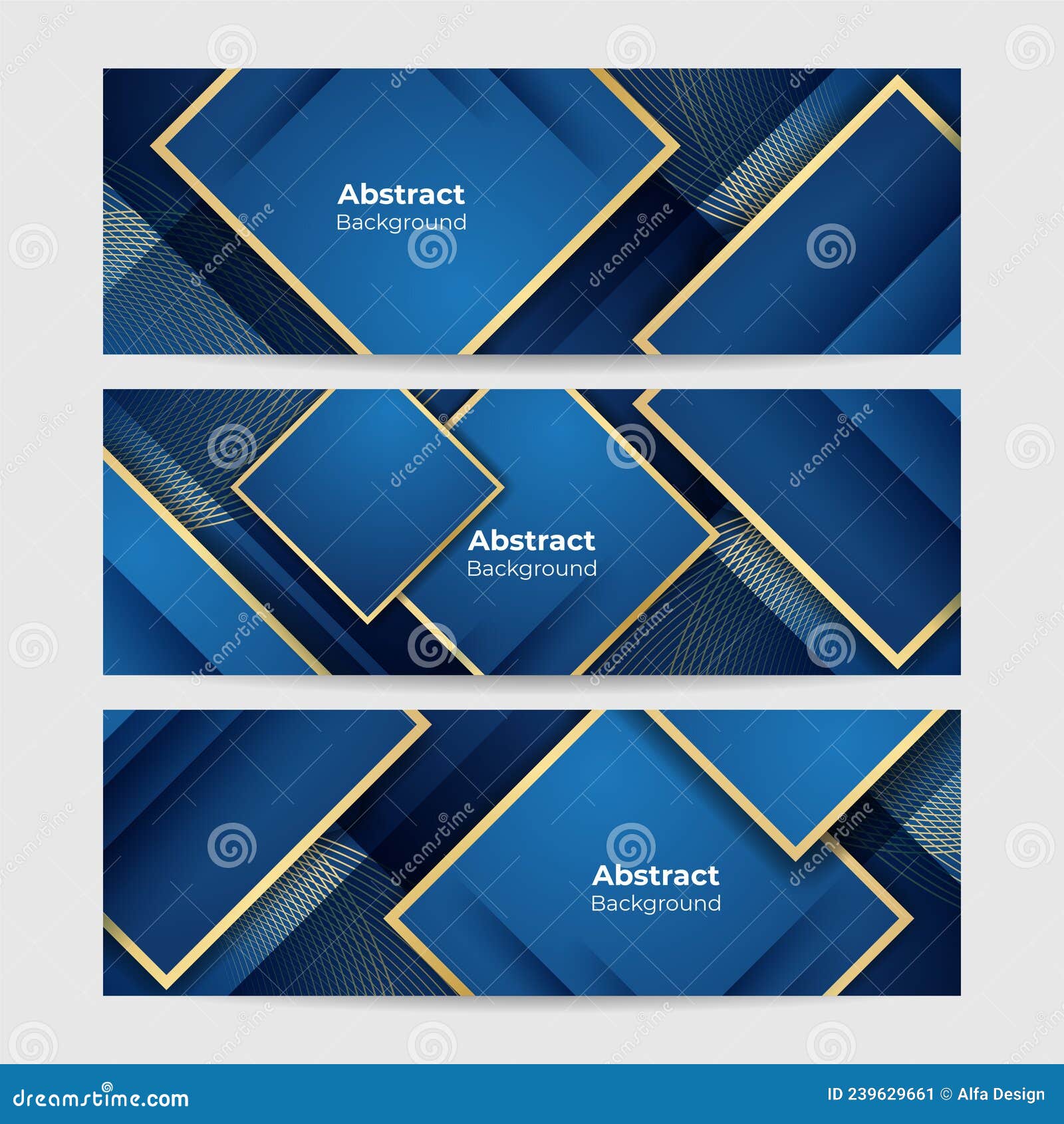 Modern Blue and Gold Abstract Banner Background Stock Illustration