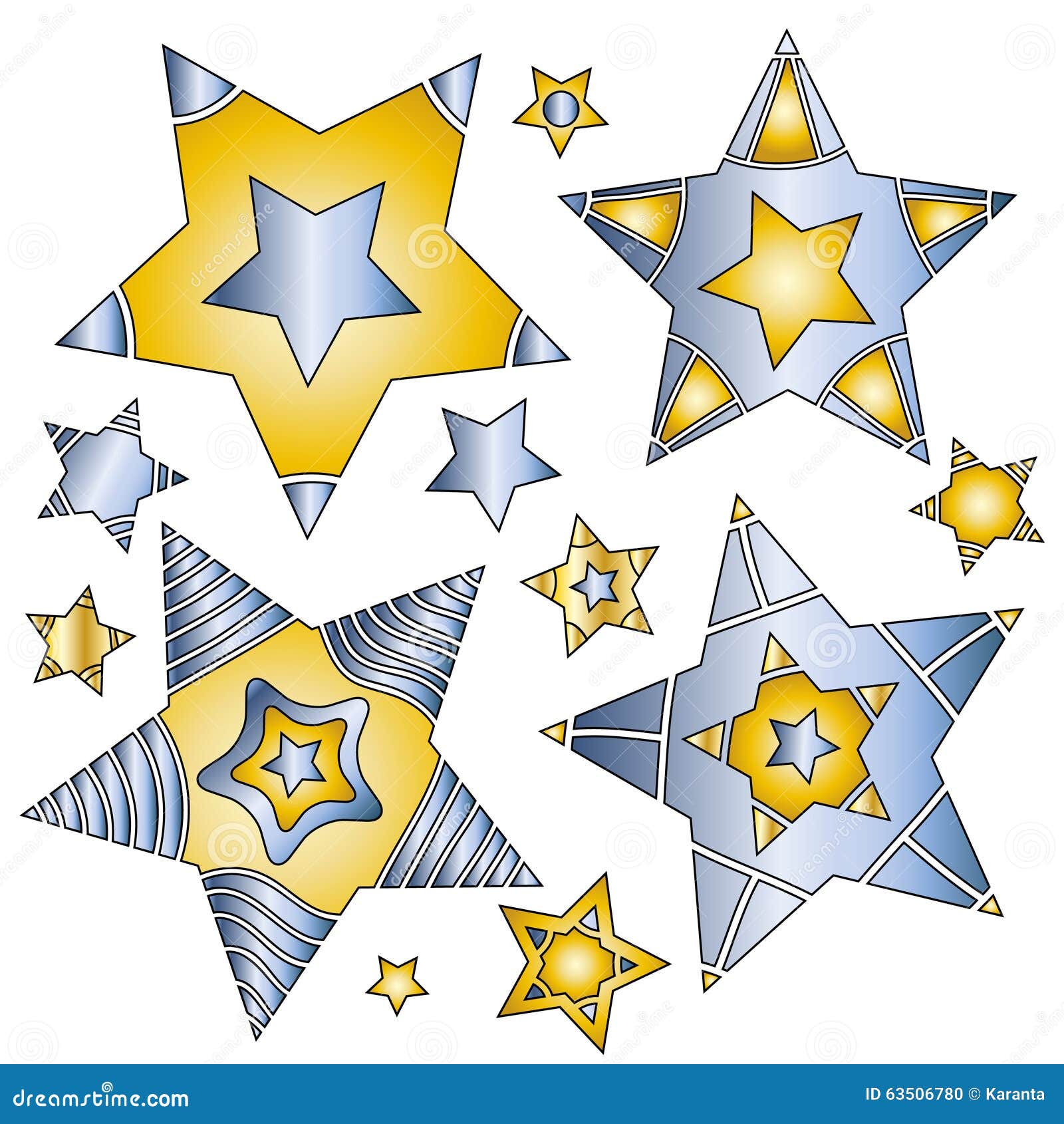 Modern Blue and Gold Star Collection Stock Vector Illustration of