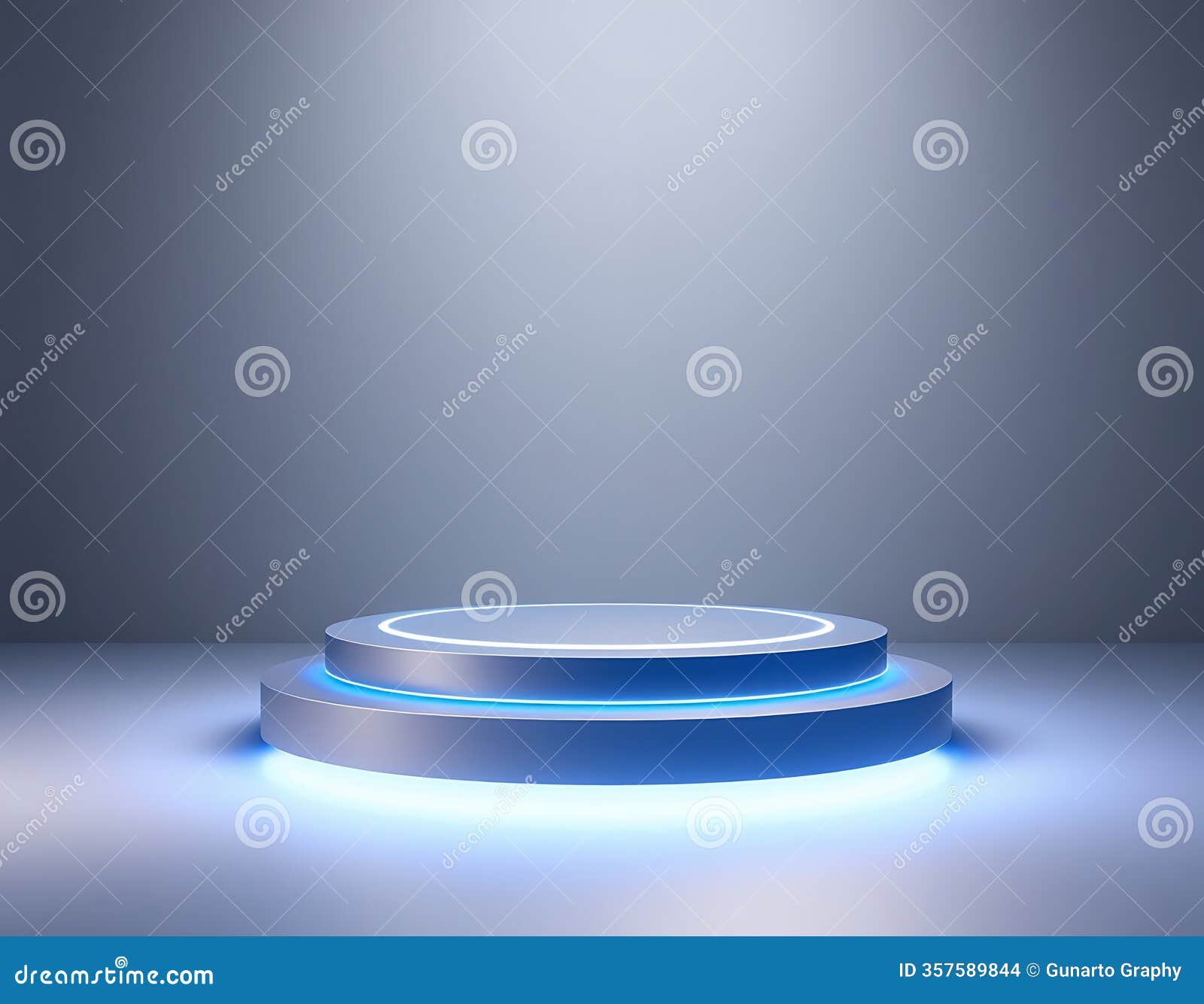 modern blue neon product display stand 3d render