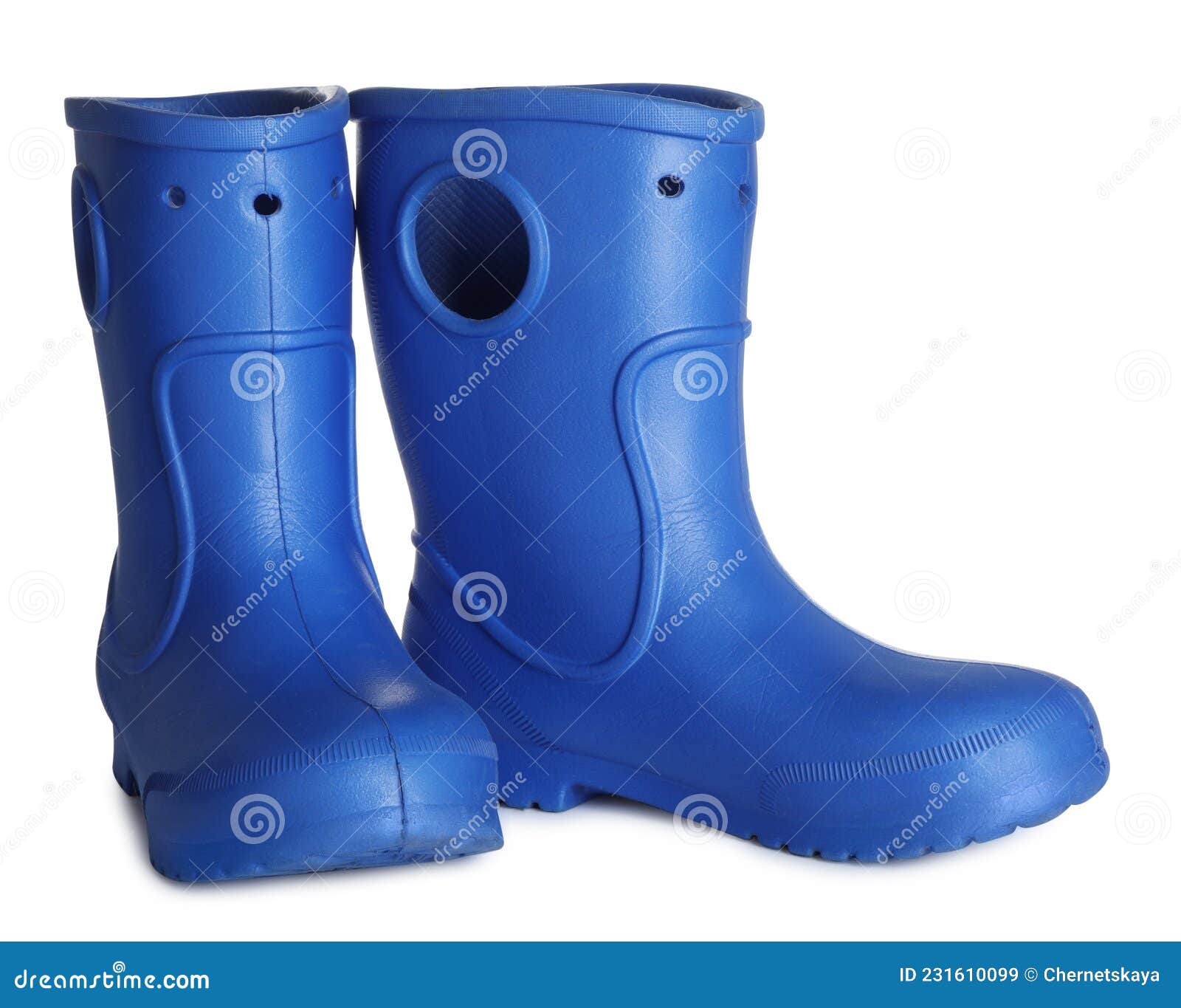 Modern Blue Rubber Boots Isolated on White Stock Image Image of