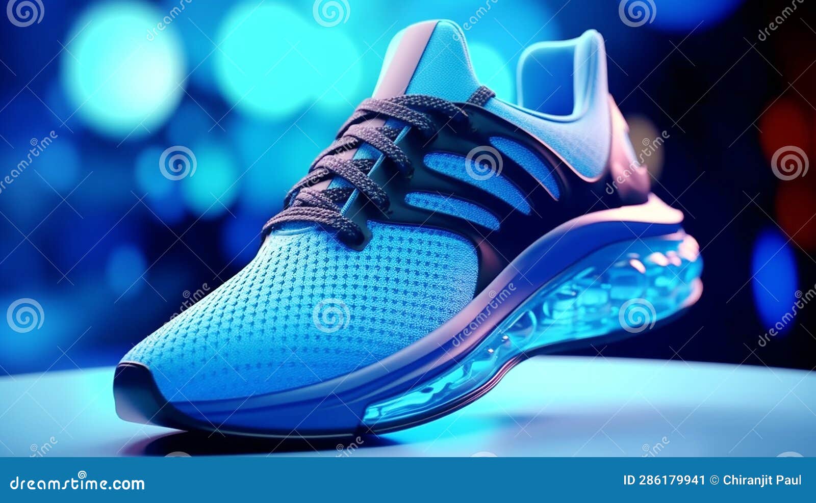 Modern Blue Sports Shoe Design Close Up and Fashionable Background ...