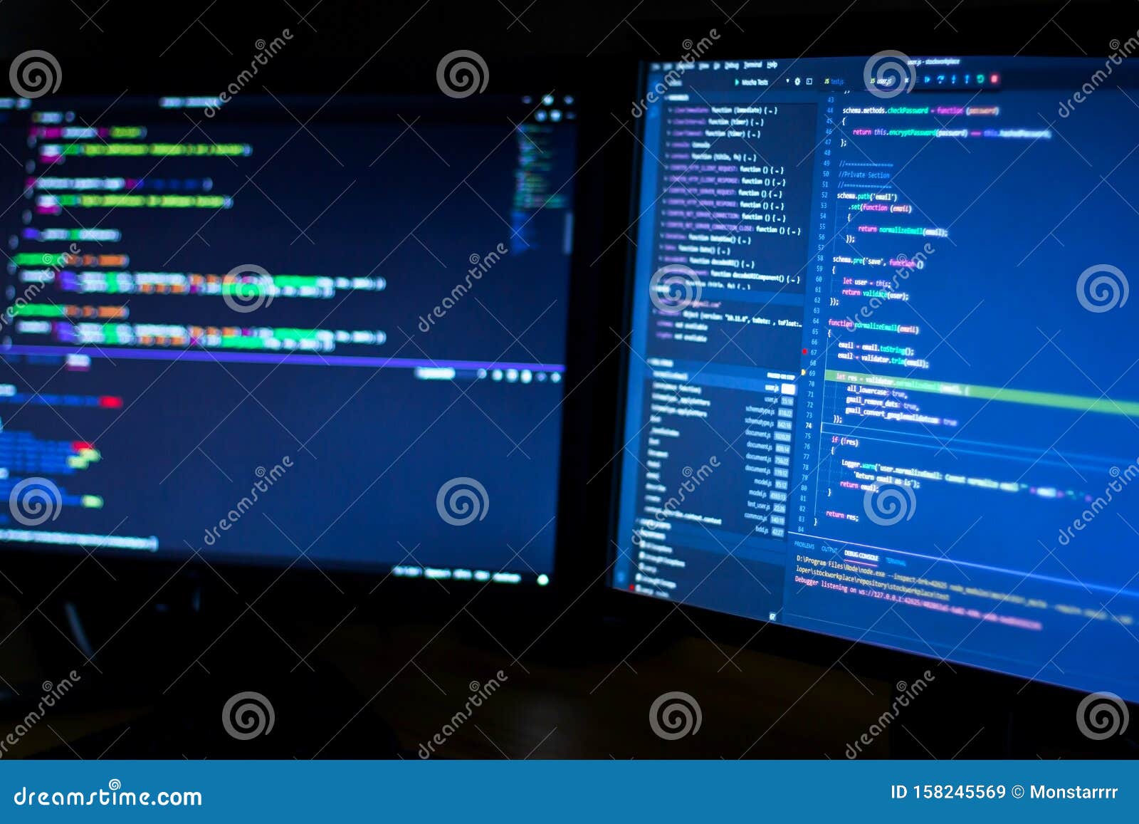 Computer Screens with Program Code Stock Image Image of modern