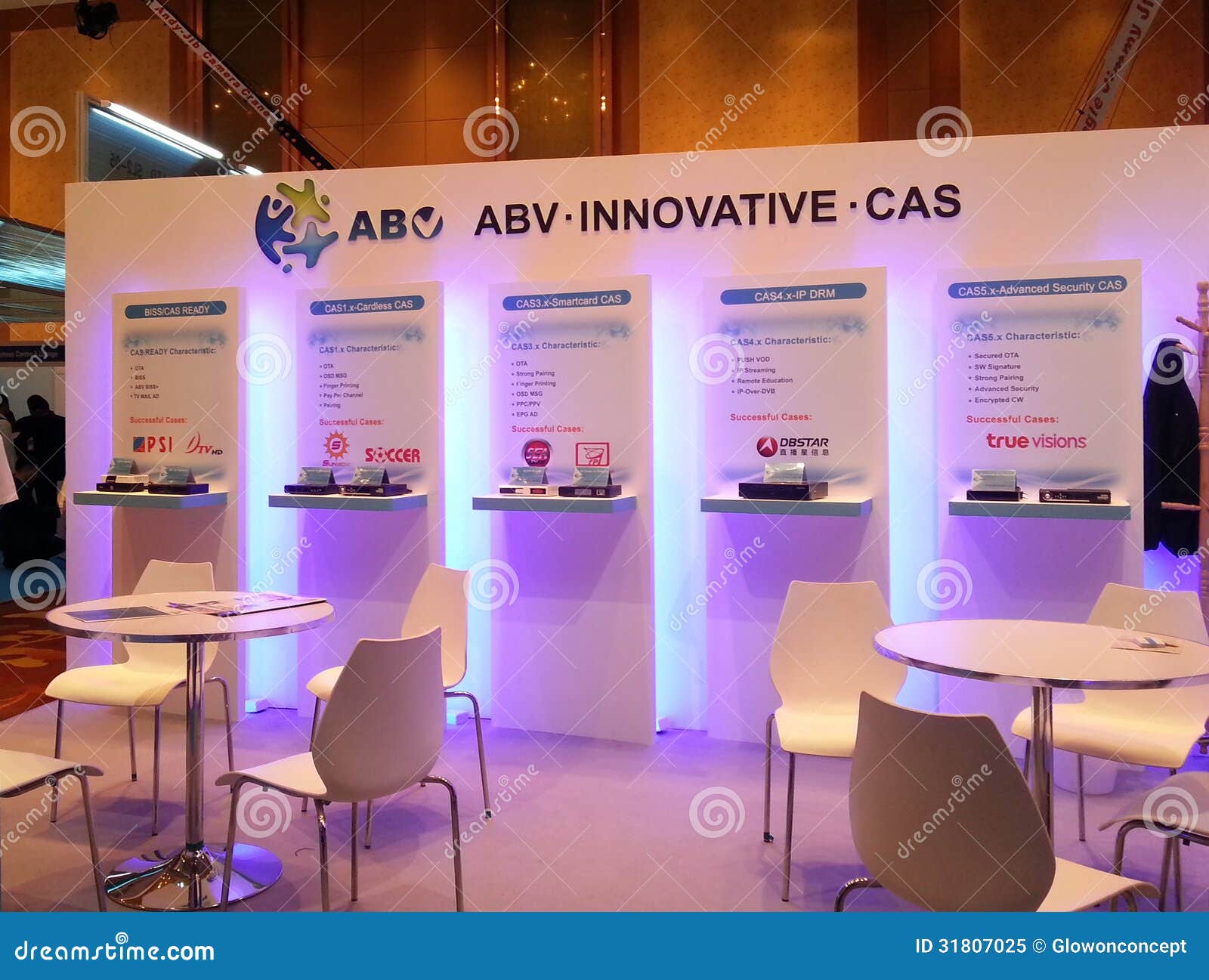 Modern booth design editorial image. Image of deal, television 31807025