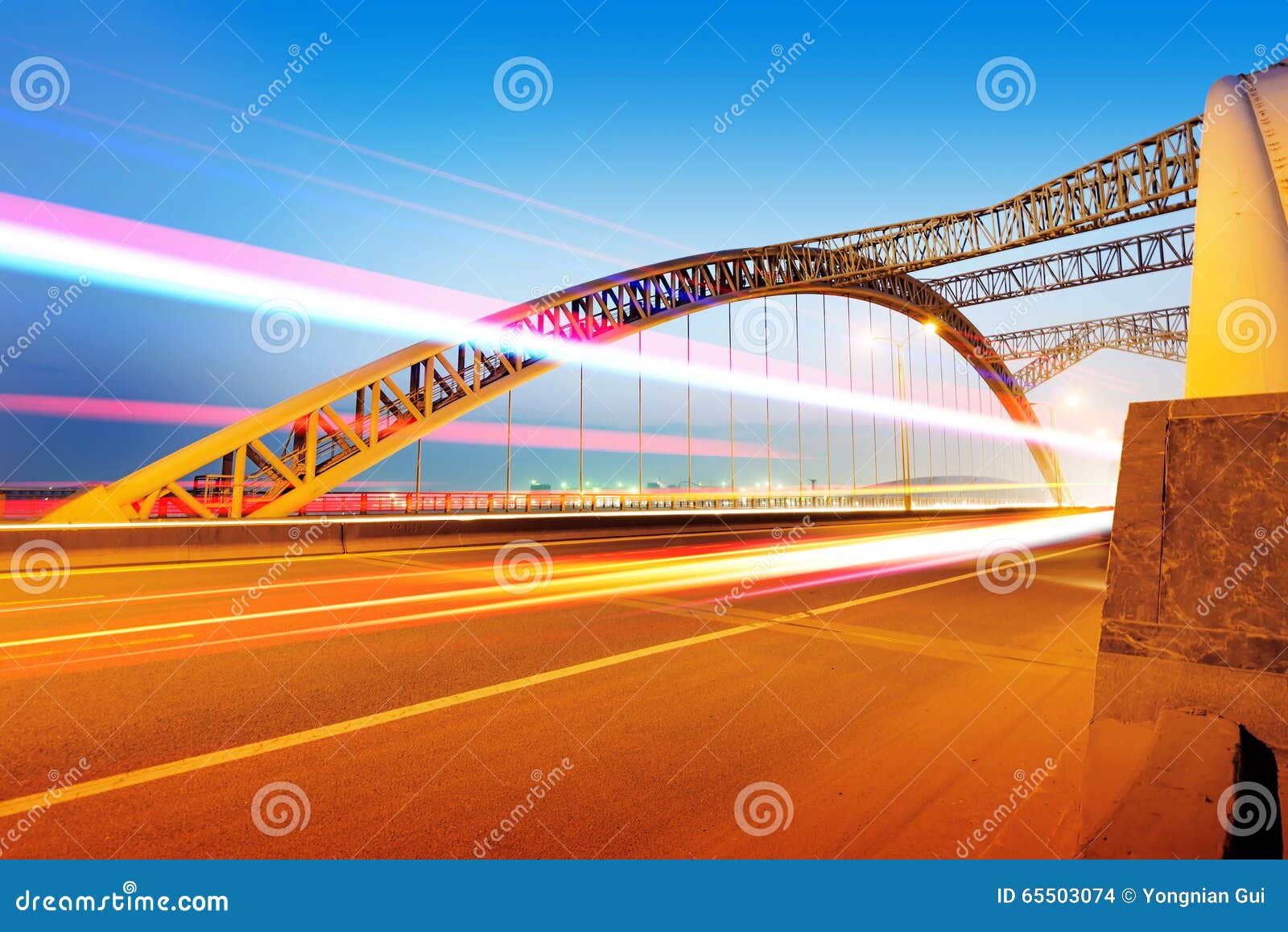 Modern bridge Night stock photo. Image of evening, modern 65503074