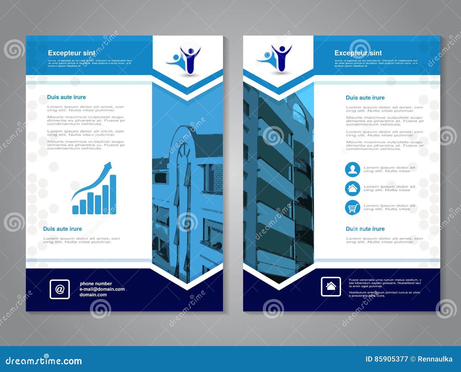 Modern Brochure Abstract Flyer With Background Of Buildings Layout Template Aspect Ratio For Size Poster Of Blue Dark Blue Stock Vector Illustration Of Geometric Advert