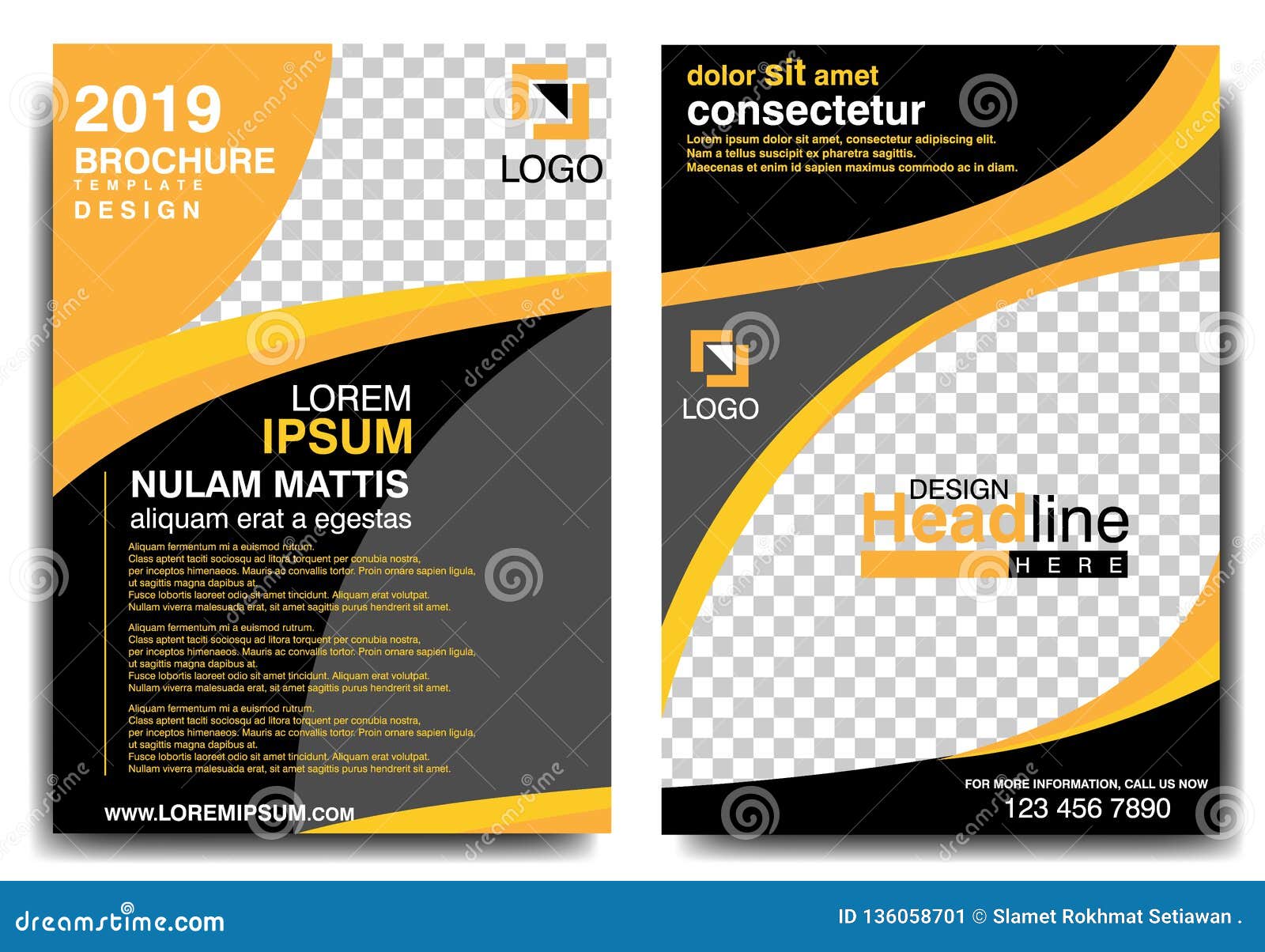 Modern Brochure Design Template 19 With Black And Orange Colors Stock Vector Illustration Of Flyer Design