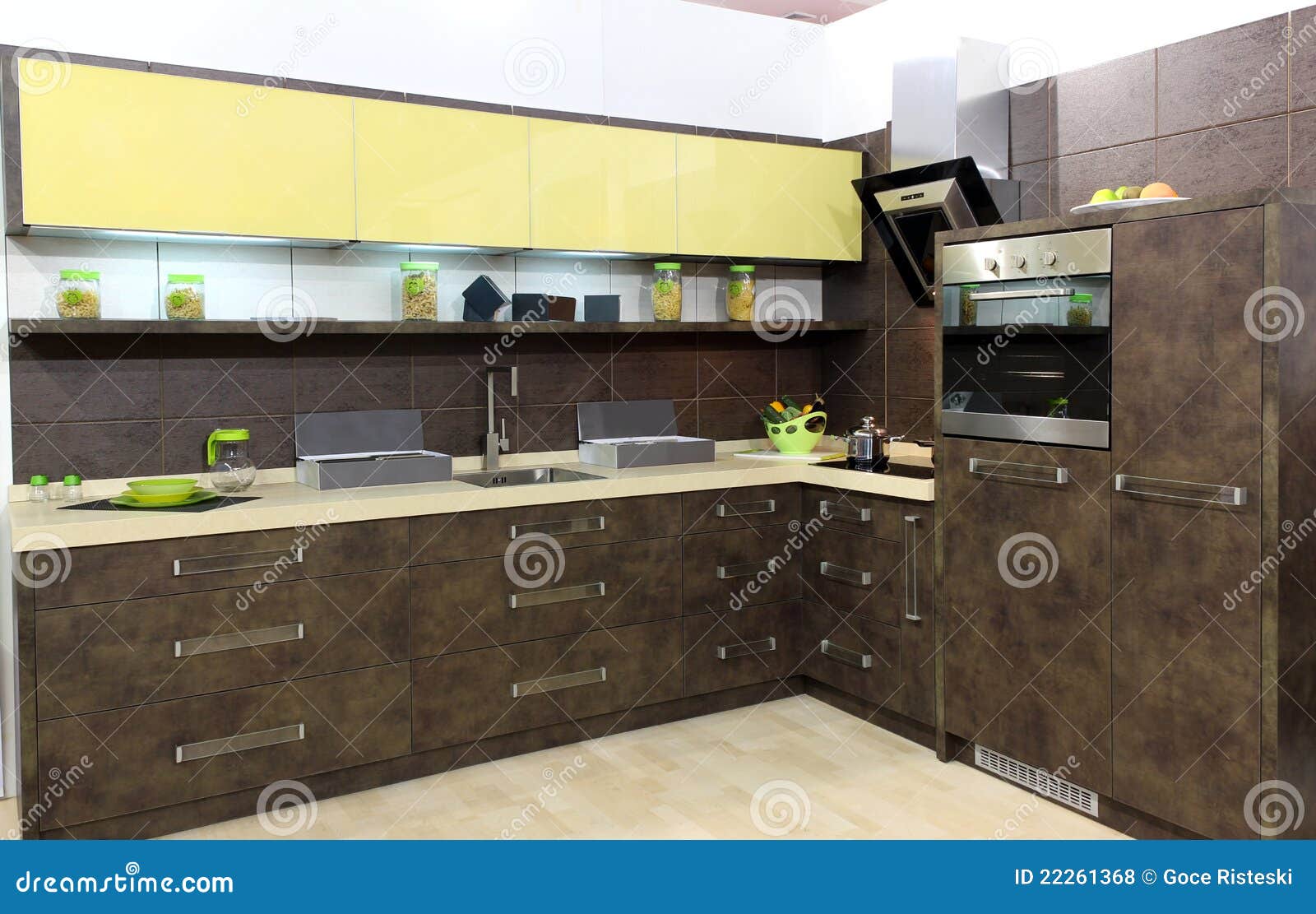 Modern brown kitchen stock photo. Image of appliance 22261368