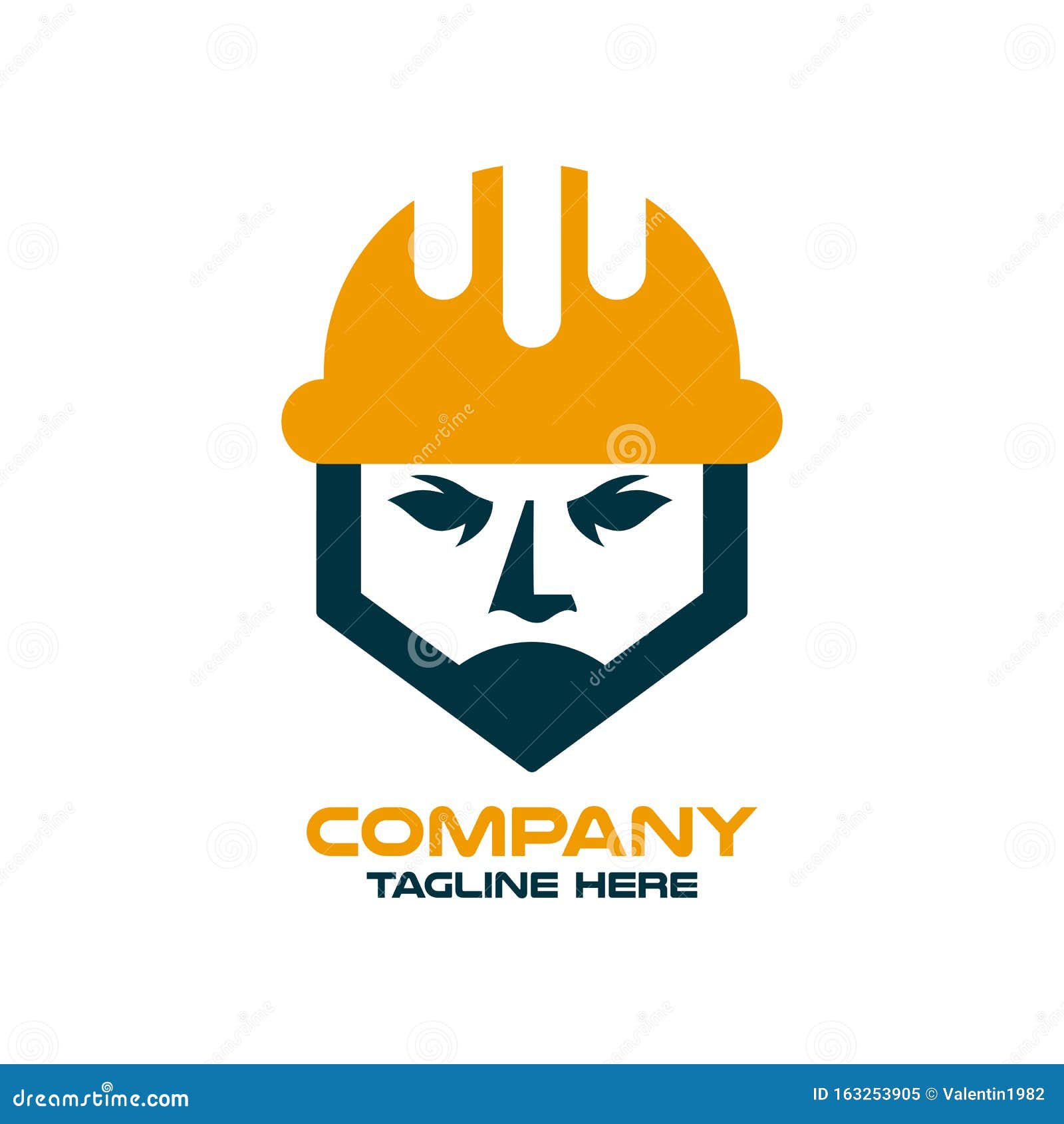 Modern Builder and Architect in a Construction Helmet Logo. Stock