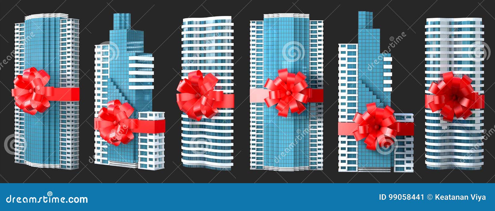 Modern Building and Ribbon, Real Estate Award Stock Illustration