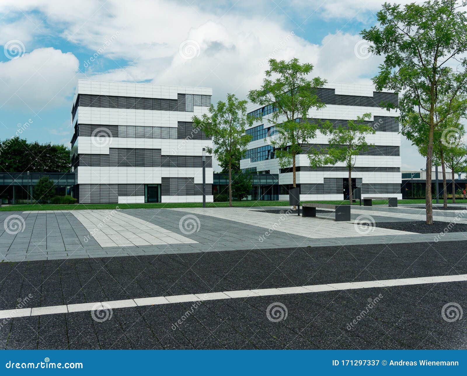 modern buildings from the hochschule rhein-waal, kleve on a cloudy day