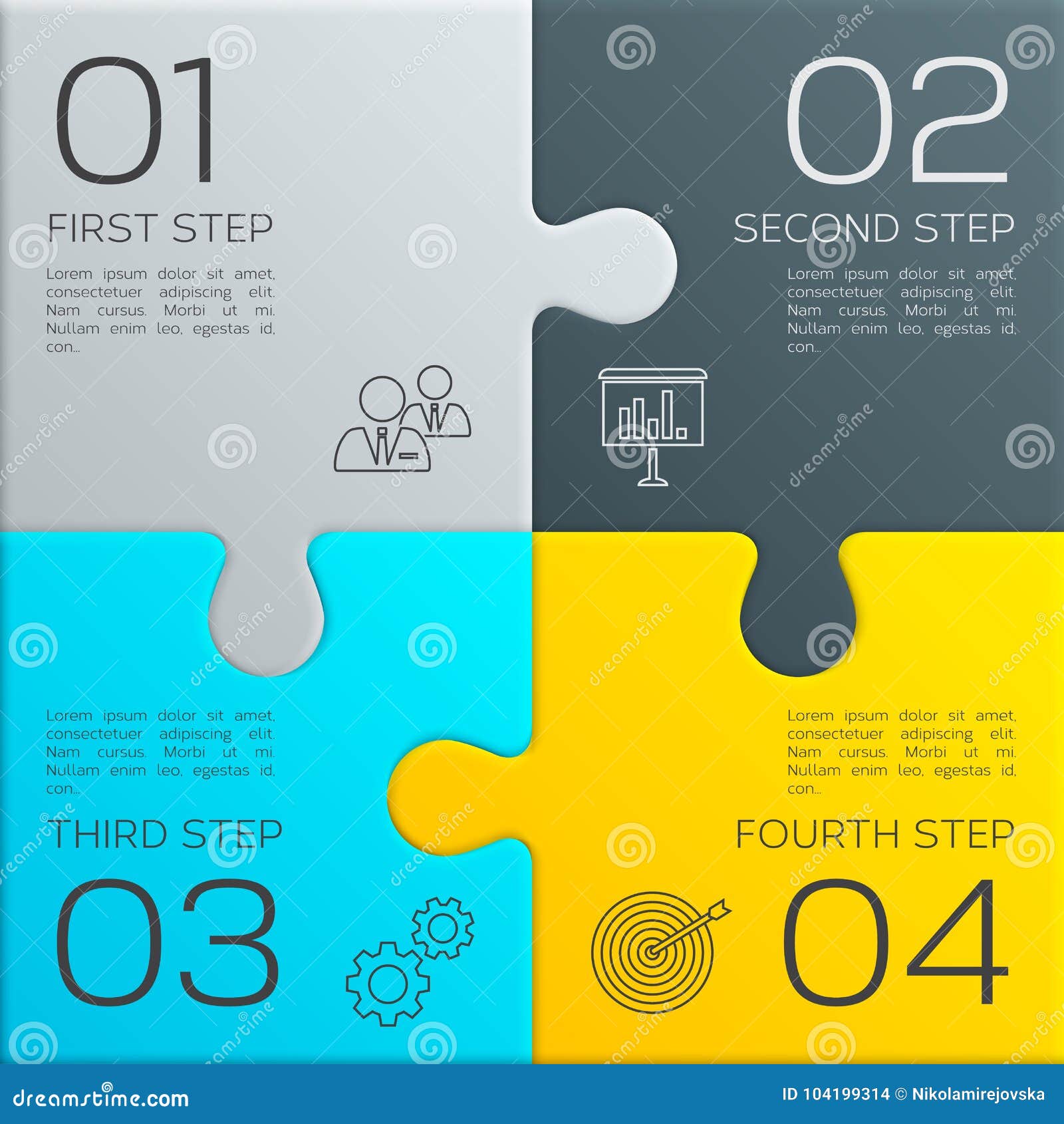modern business infographic for your presentation. four steps to success. puzzle pieces. .