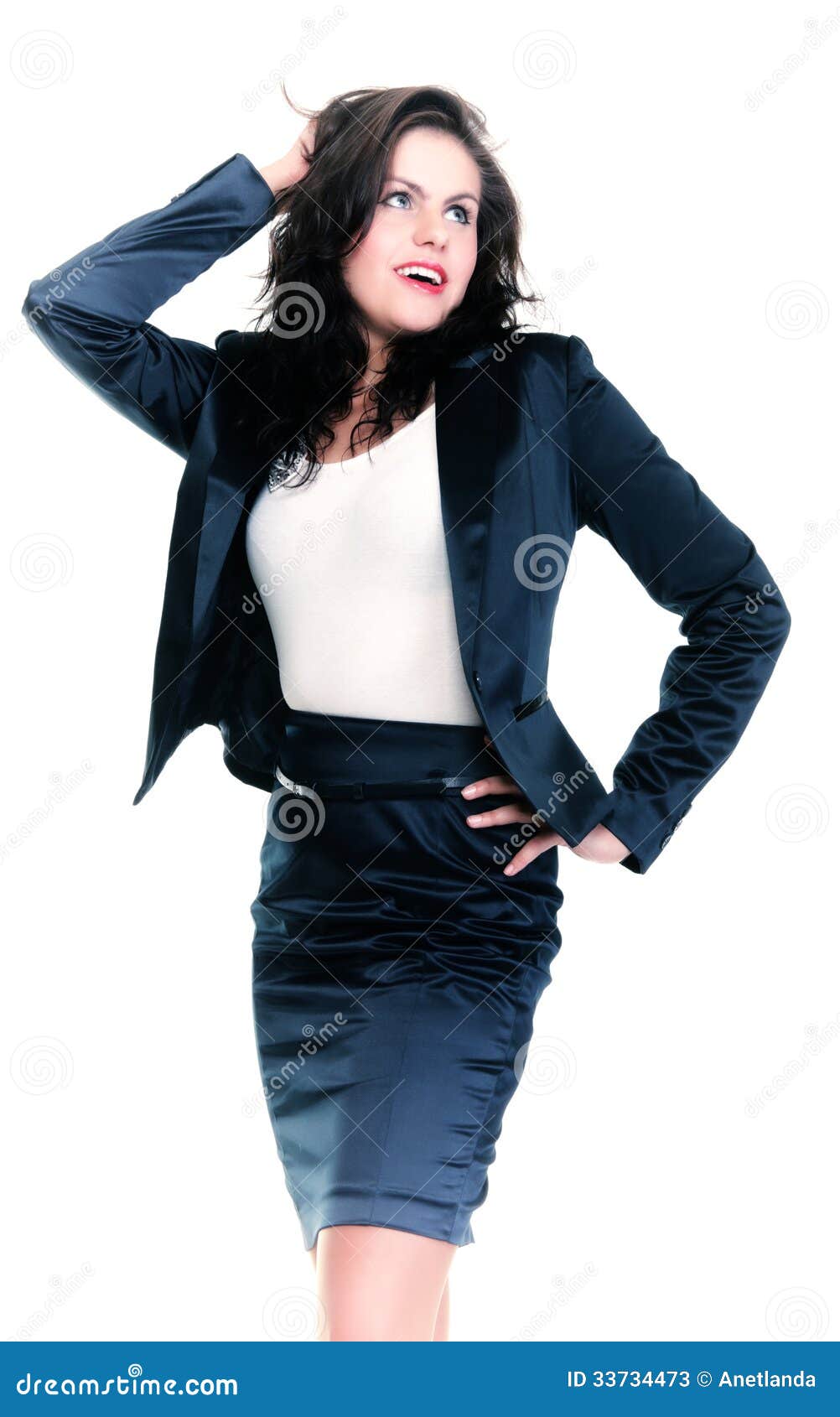 Modern Business Woman Smiling and Looking, Full Length Portrait Stock ...