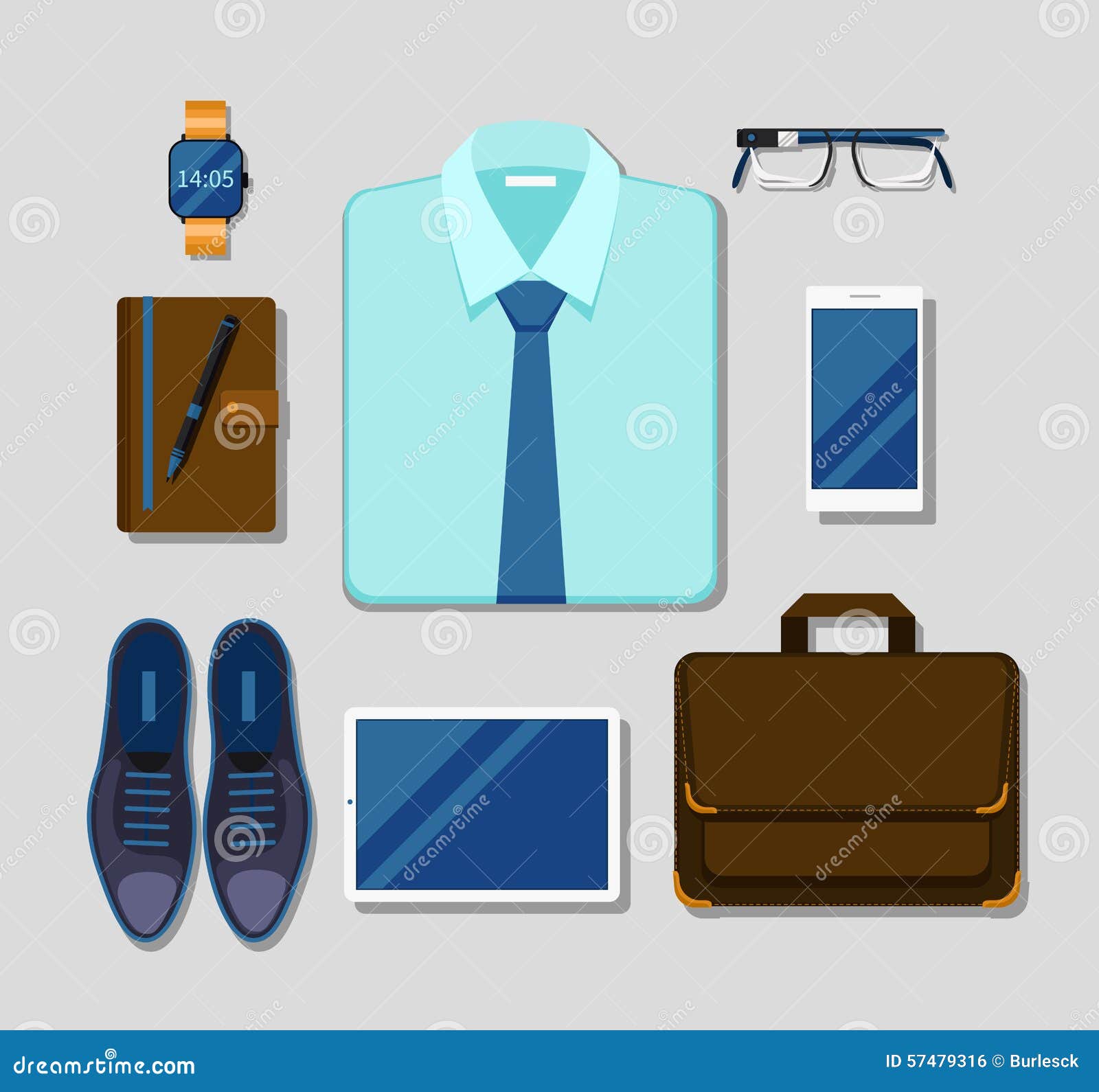 Modern Businessman Gadgets and Accessories Stock Vector - Illustration of outfit, 57479316