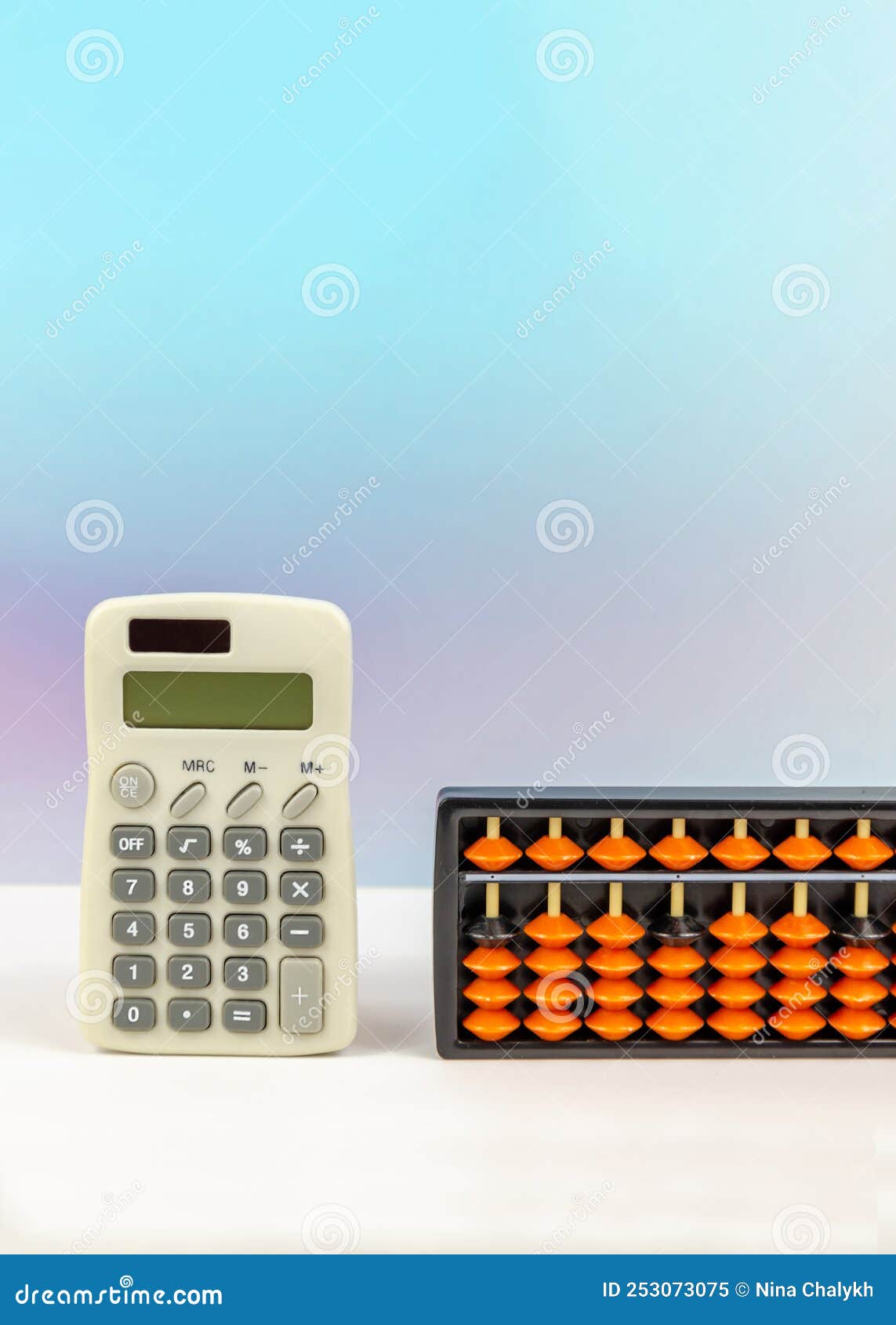 Modern Calculator Stands Next To Abacus for Mental Arithmetic. Concept of  Learning Mathematics Stock Image - Image of close, electronic: 253073075