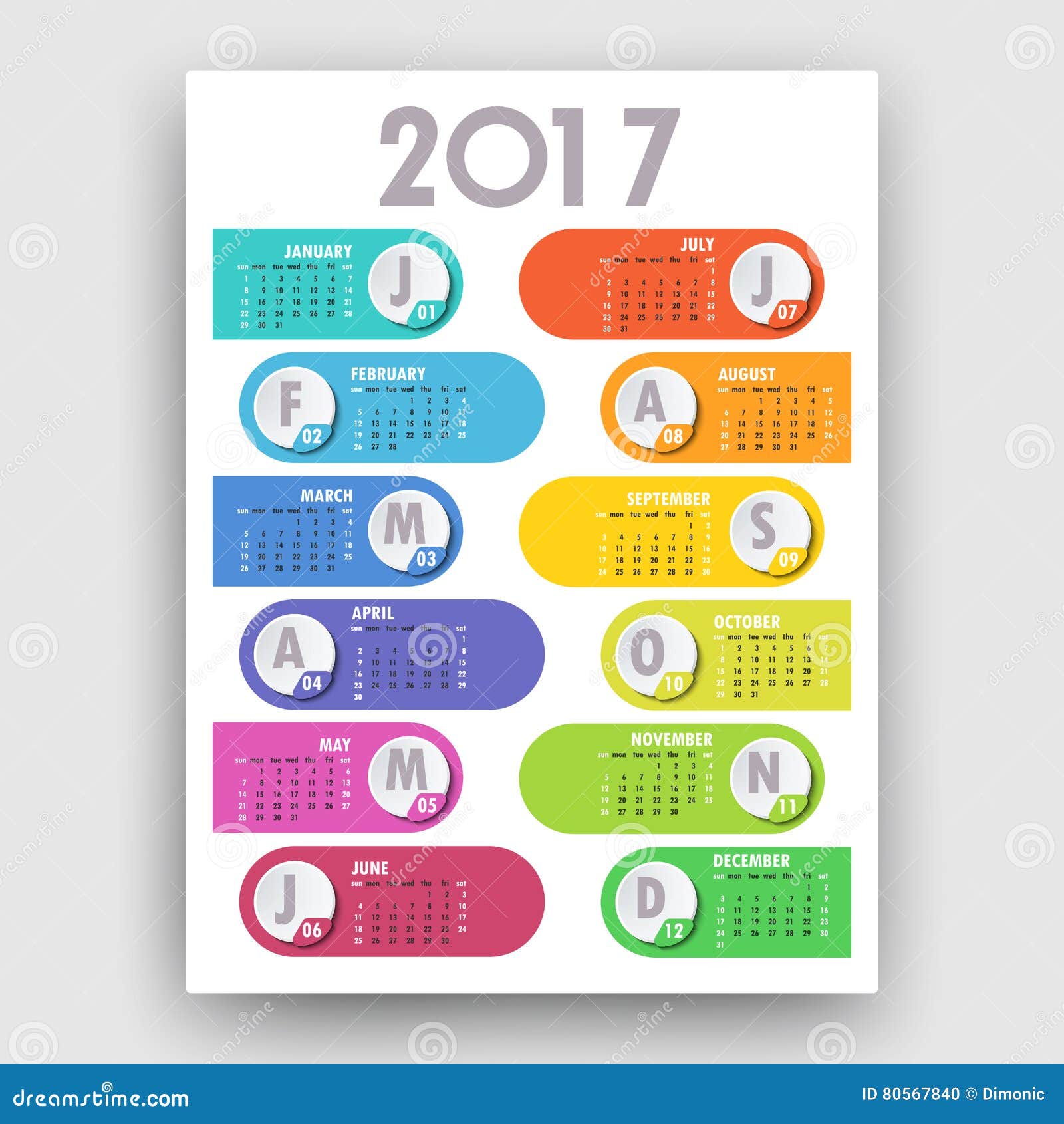 modern calendar for 2017 new year stock illustration illustration