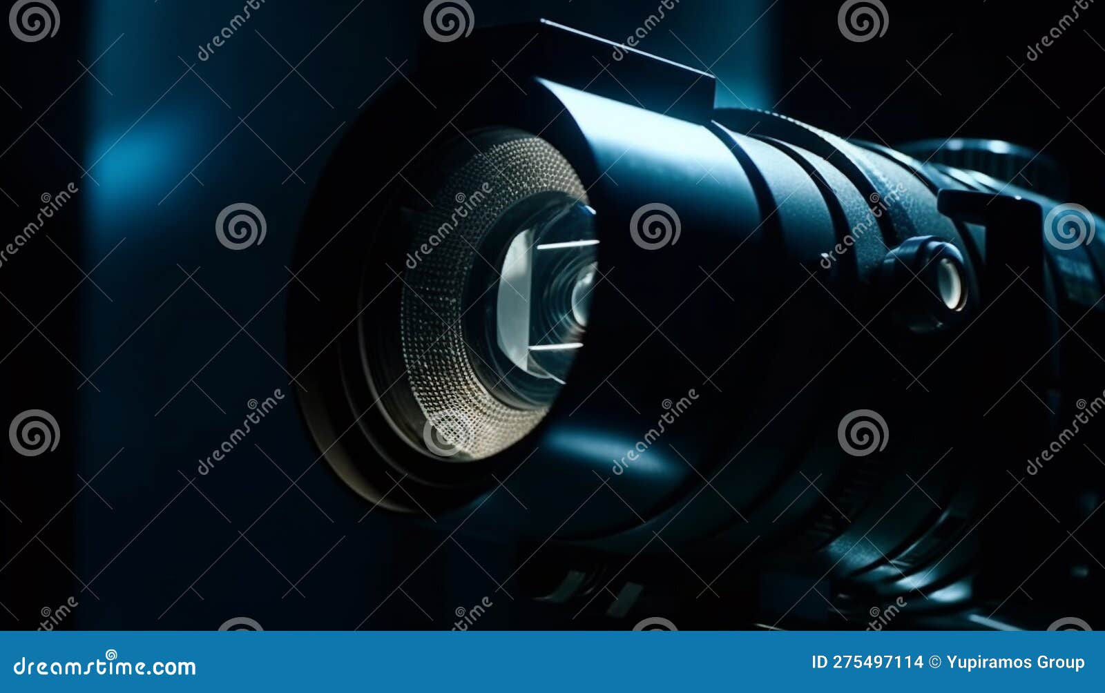 Modern Camera Lens Zooms in on Film Generated by AI Stock Photo Image