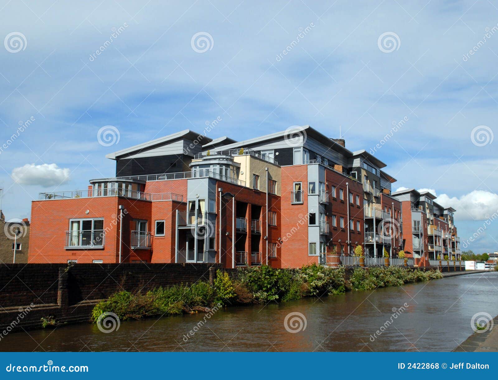 Modern Canalside Apartments Stock Photo Image of balcony, horizontal
