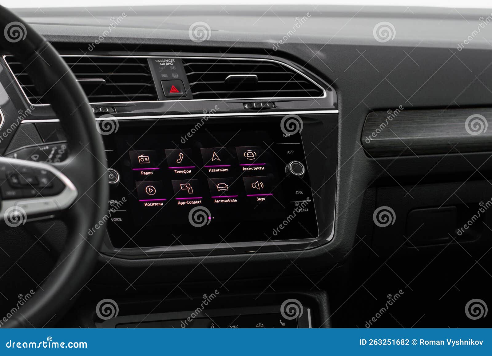Modern car dashboard. stock photo. Image of interior 263251682