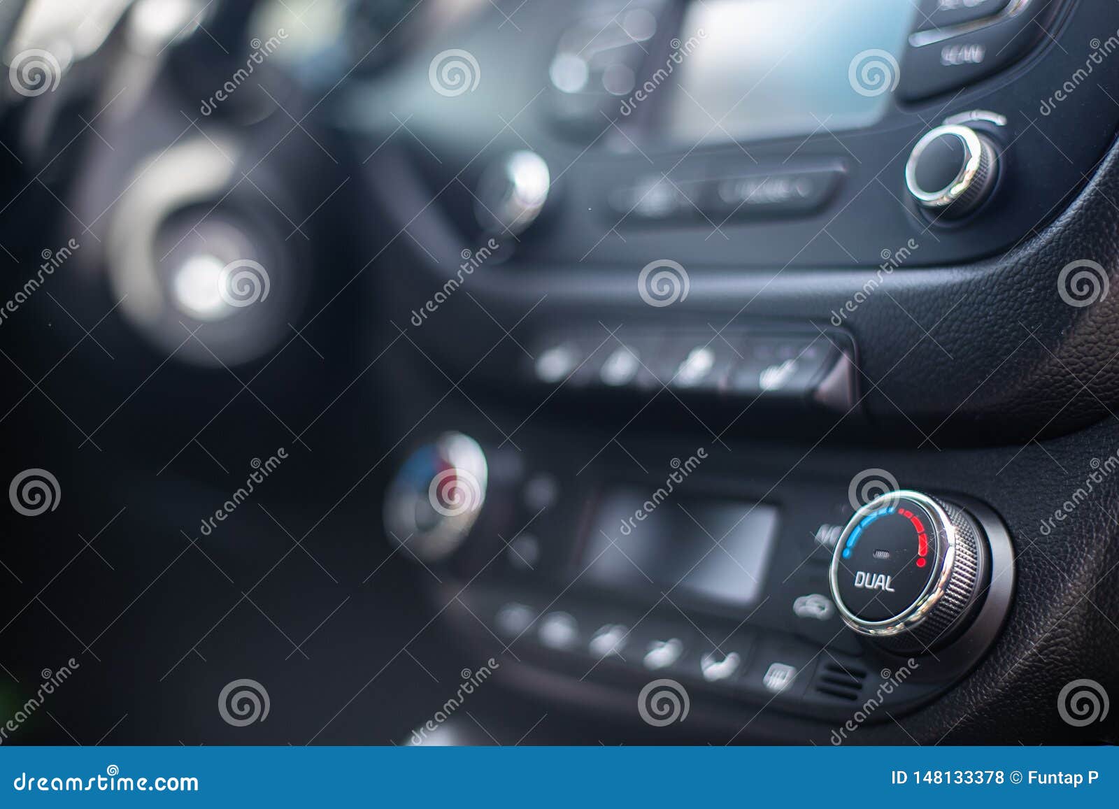 Modern Car Dashboard. Screen Multimedia System. Climate Control Stock