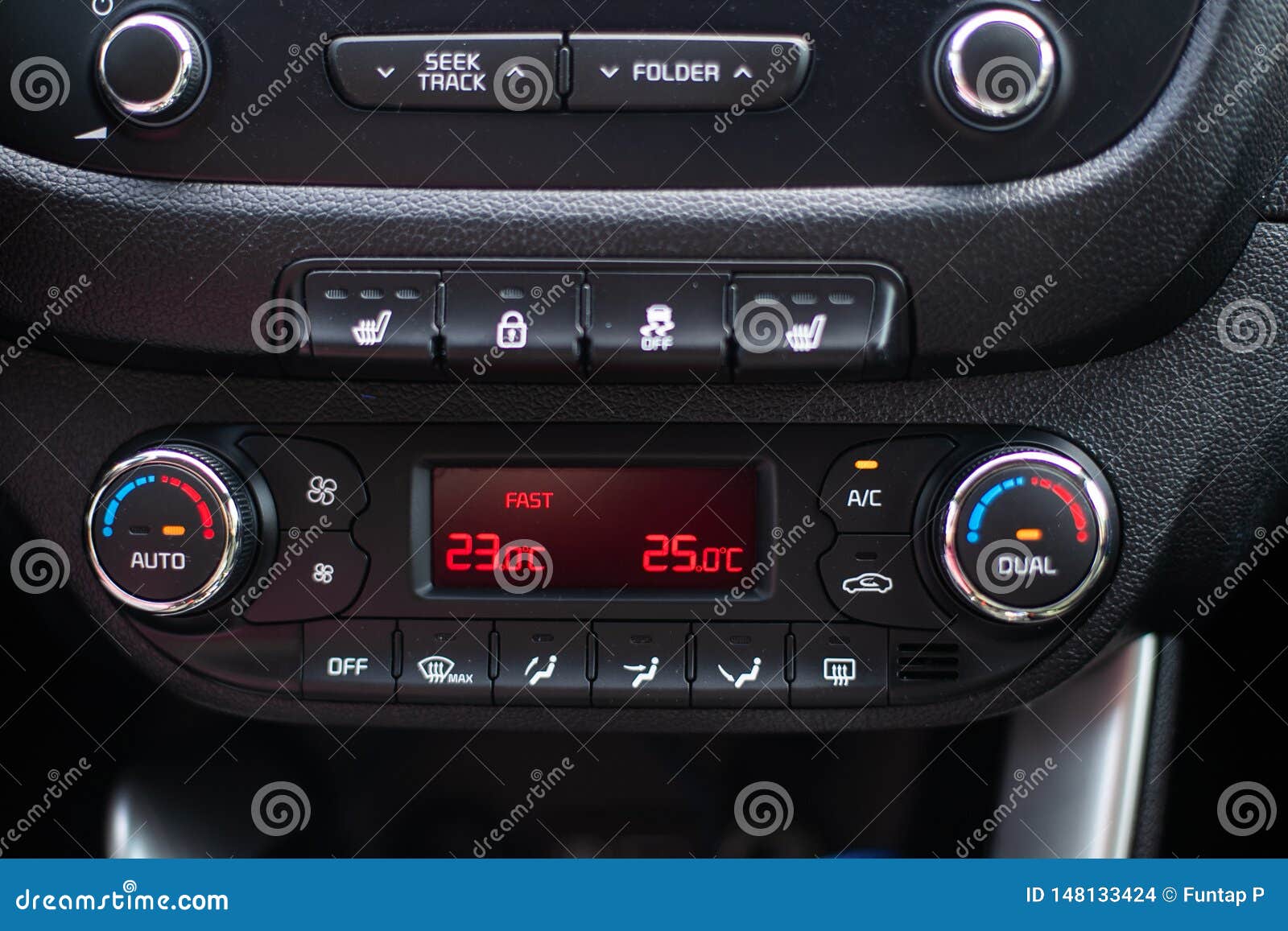 Modern Car Dashboard. Screen Multimedia System. Climate Control Stock