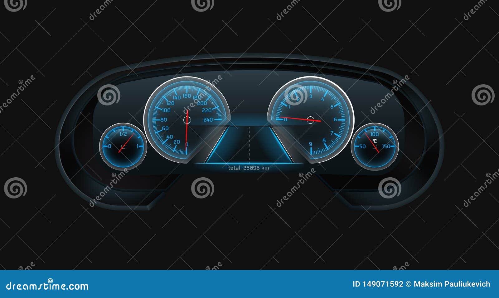 Modern Car Digital Dashboard Realistic Vector Stock Vector ...