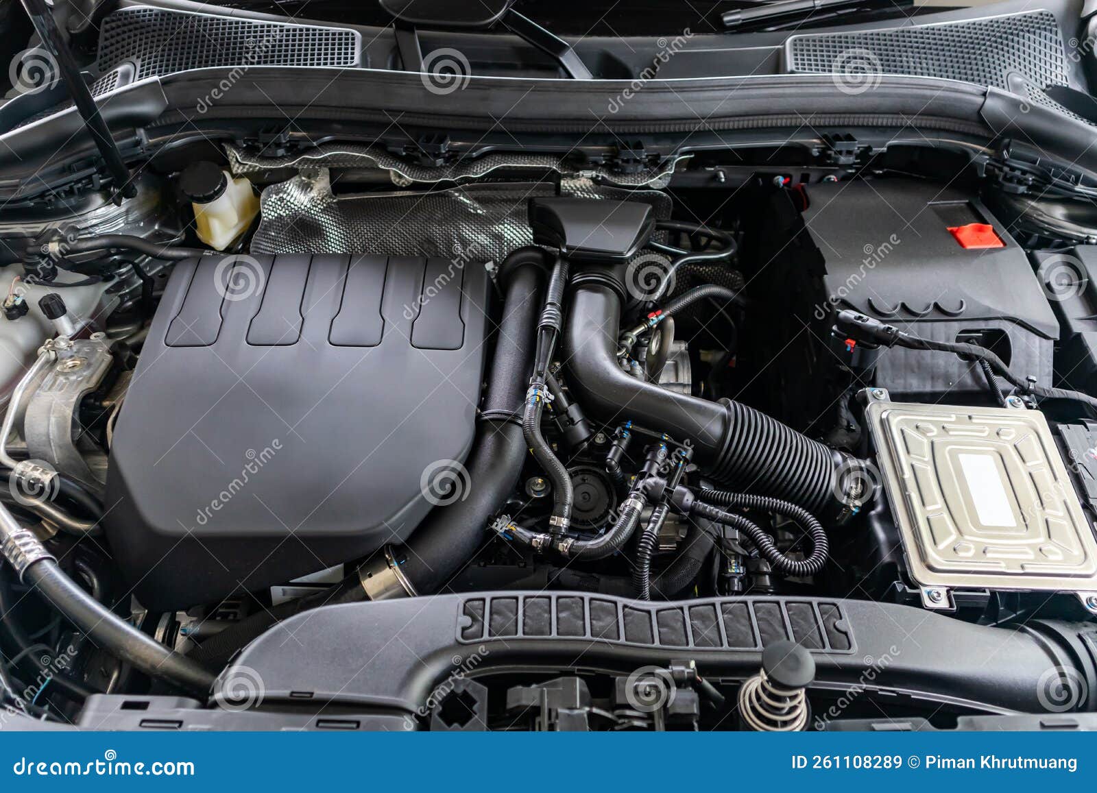 Modern Car Engine Under Hood Close Up Detail Stock Image Image of mechanic, block 261108289