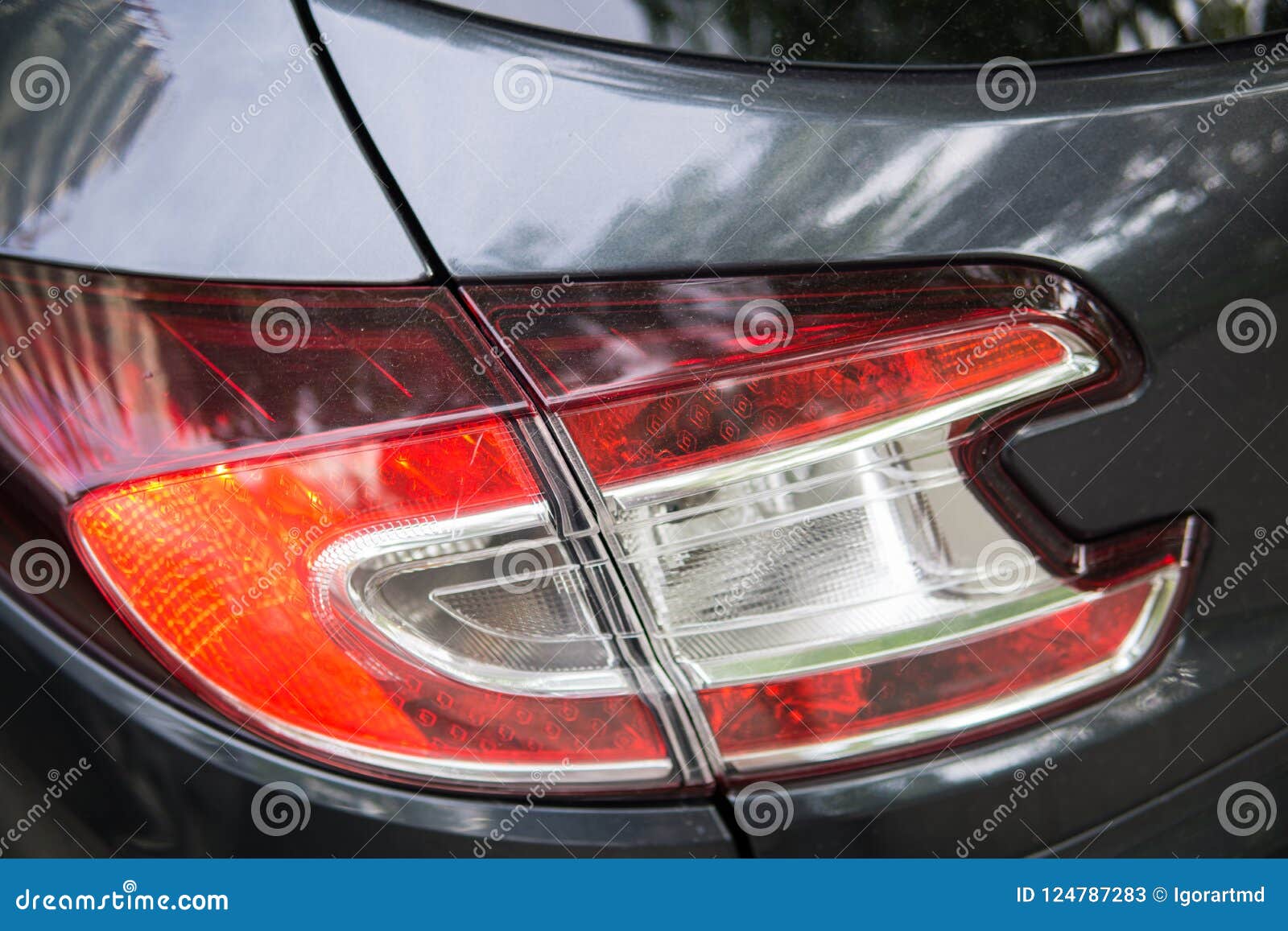 Modern car headlights. stock image. Image of bumper 124787283