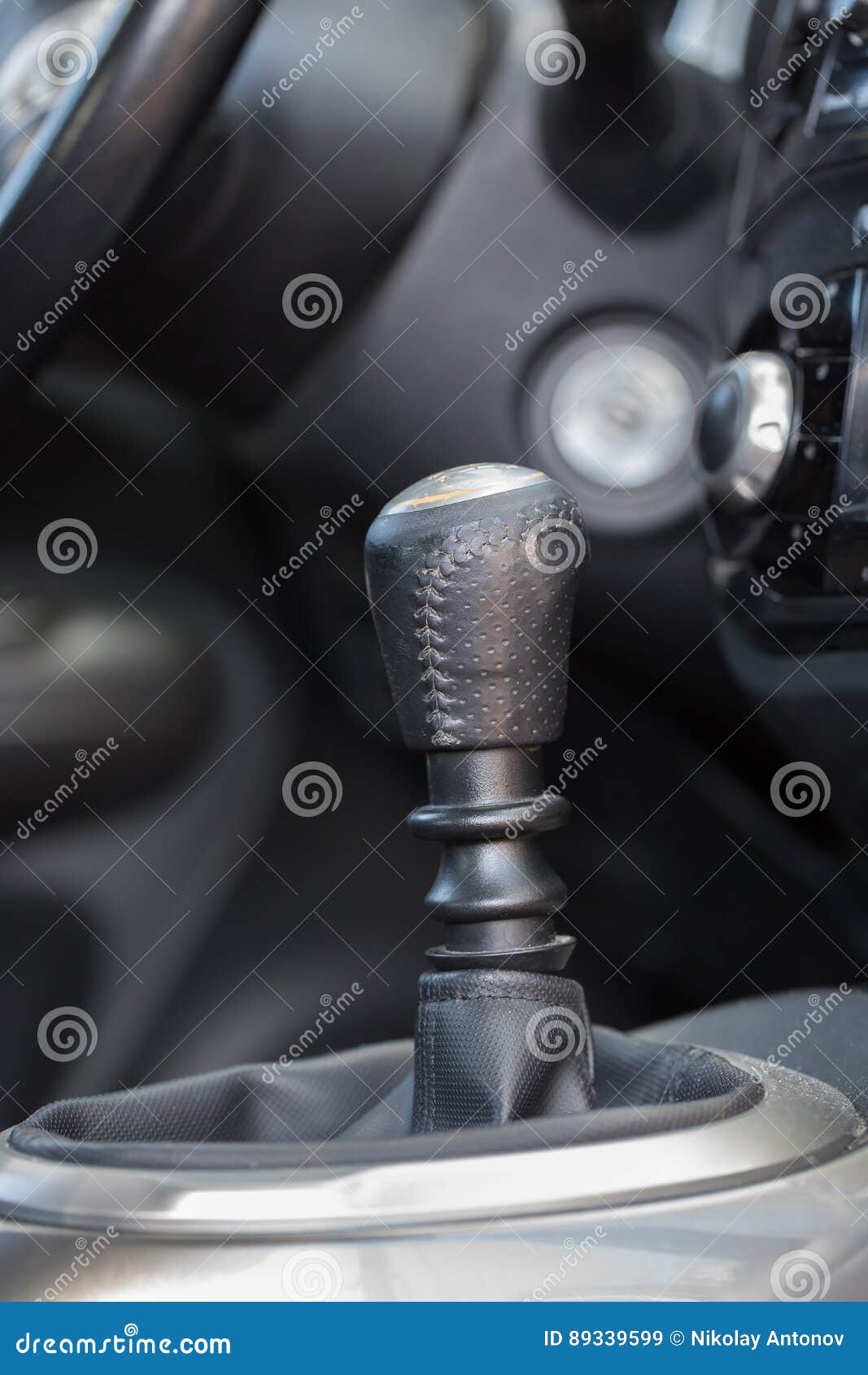 Modern Car Interior with Manual Transmission Gear Shift Stock Image