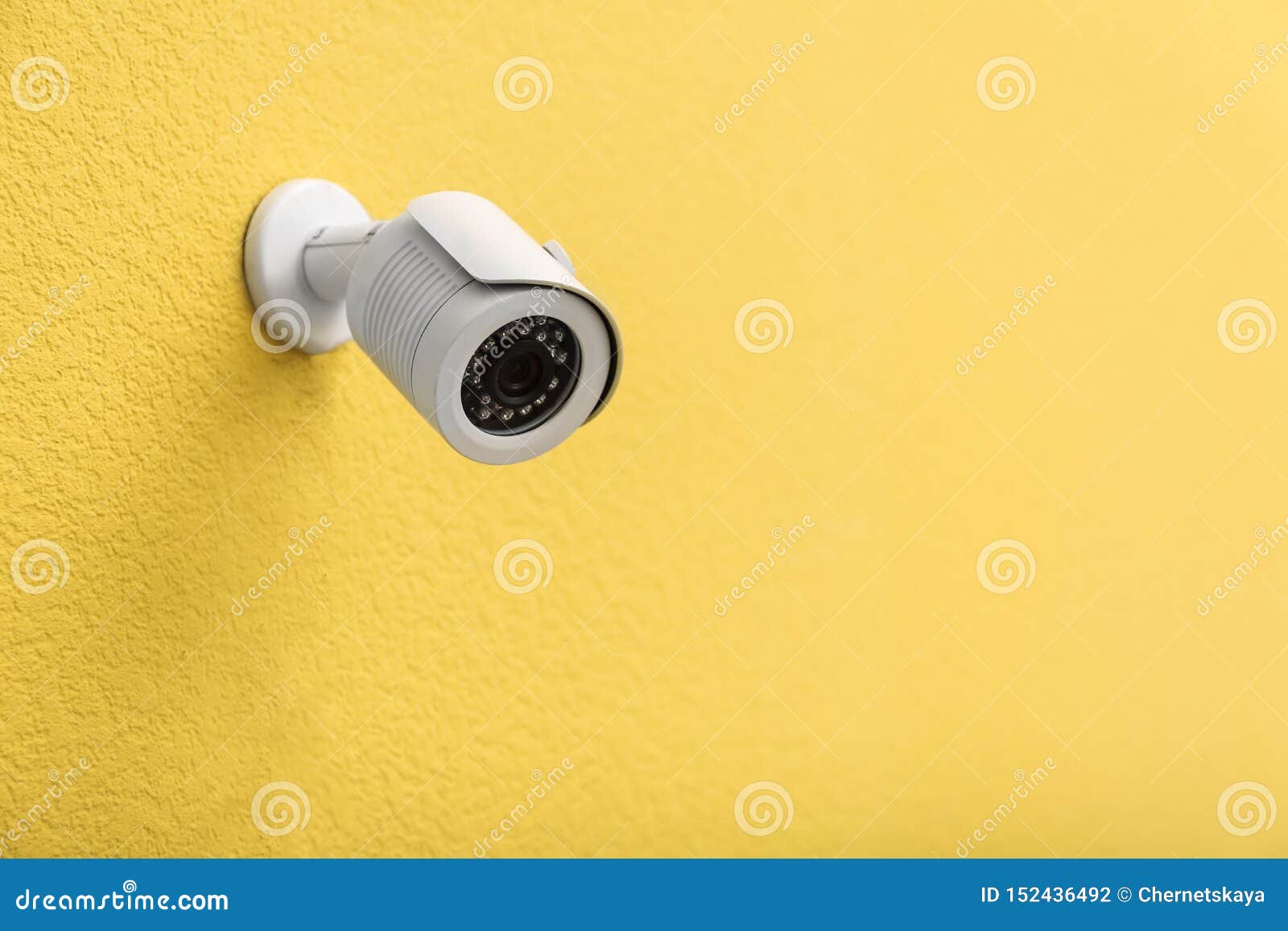 Modern CCTV Security Camera on Yellow Wall Stock Photo Image of alertness, observe 152436492