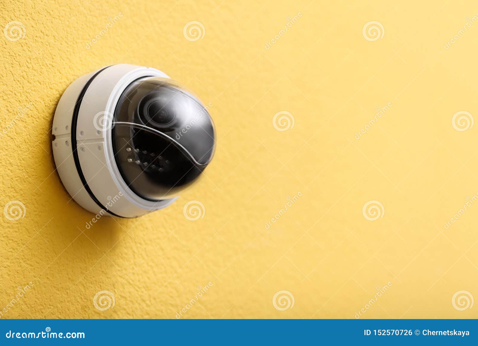 Modern CCTV Security Camera on Yellow Wall Stock Photo Image of circuit, background 152570726