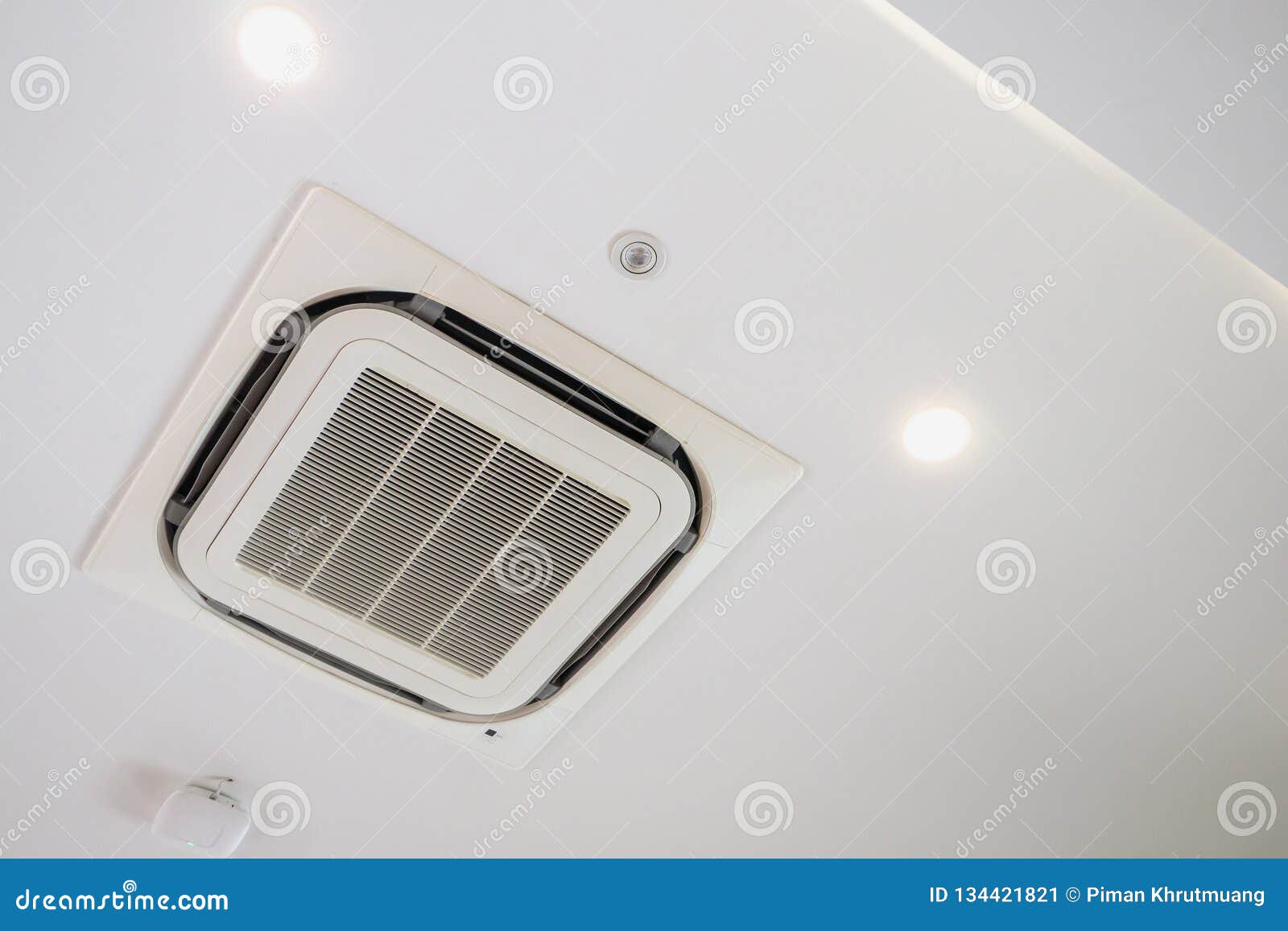 Ceiling Mounted Cassette Type Air Conditioning System Stock Image