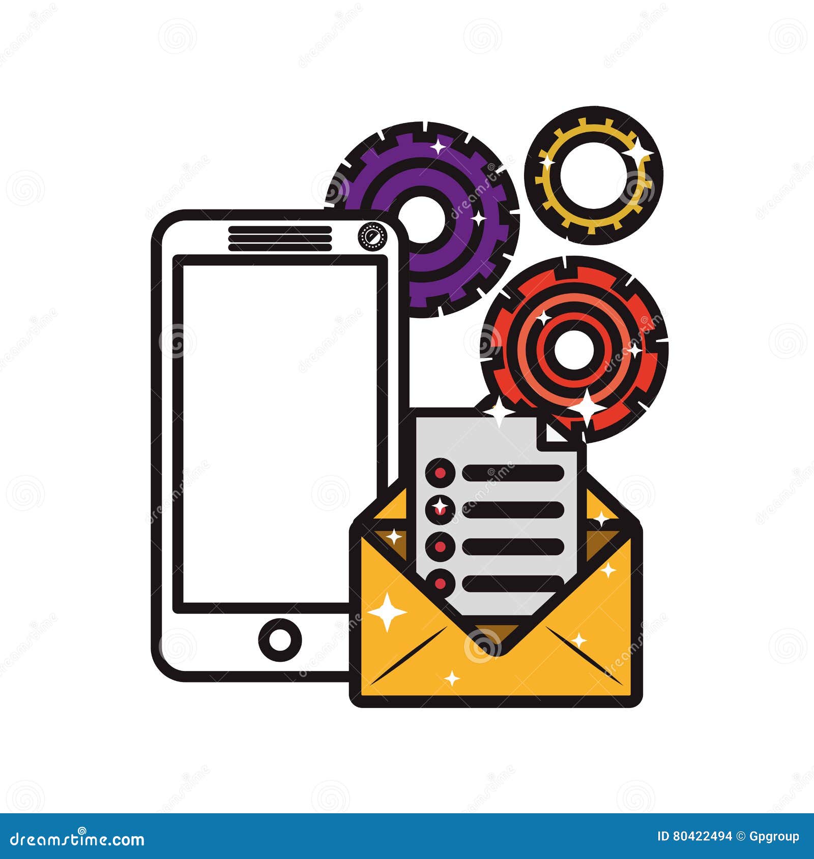 Modern cellphone with internet related icons image vector illustration design