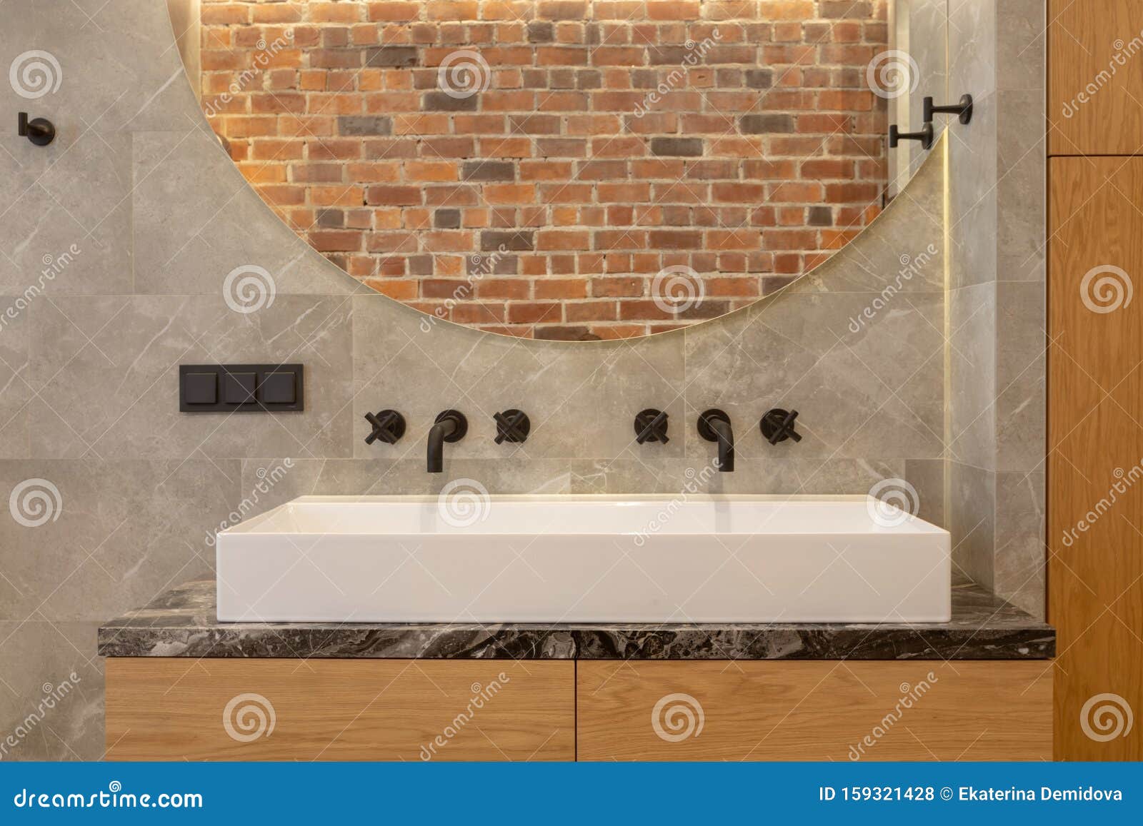 Modern Ceramic Countertop Double Basin Stock Photo Image Of