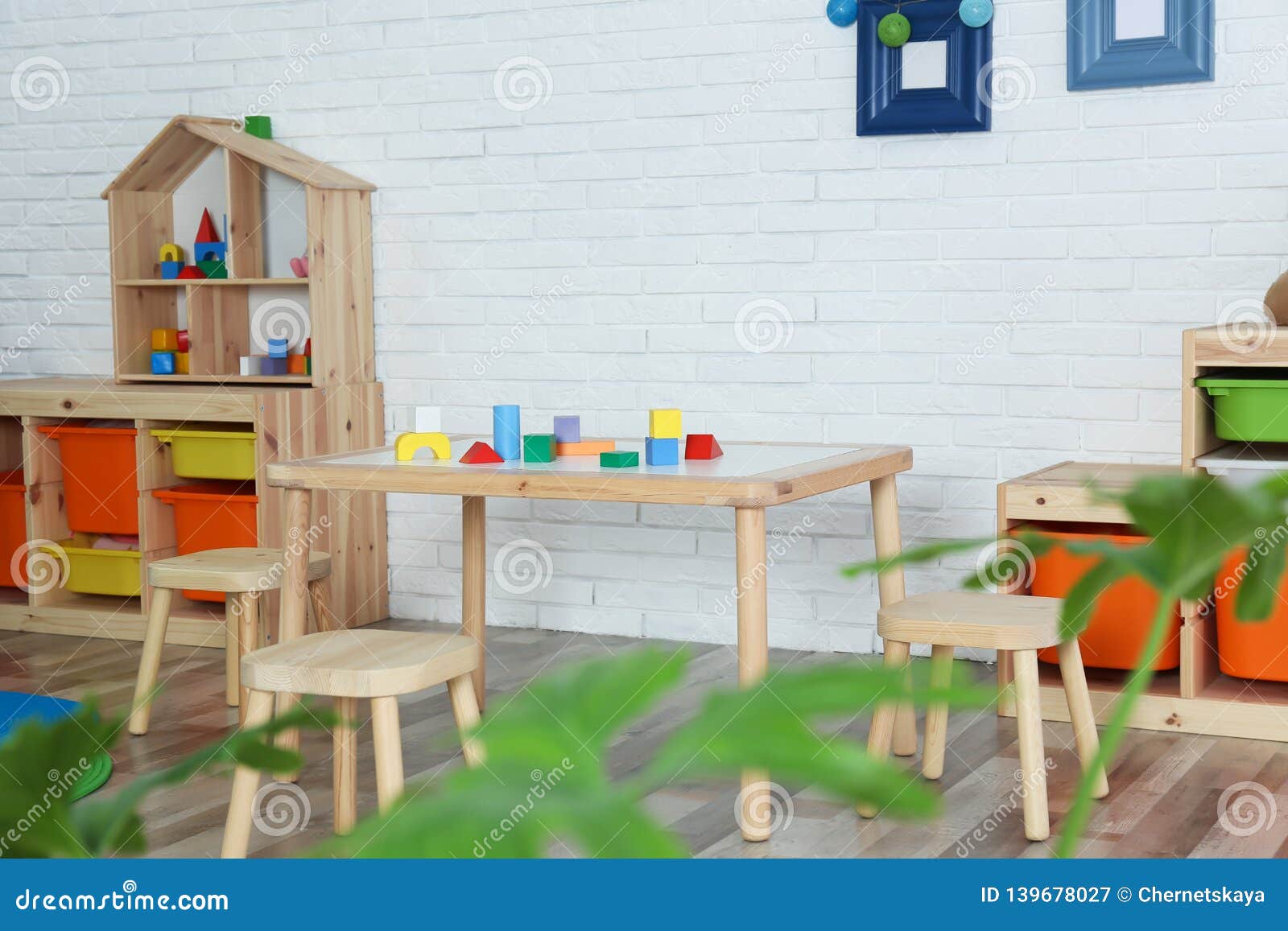 Modern Child Room Interior with Table Stock Image Image of house