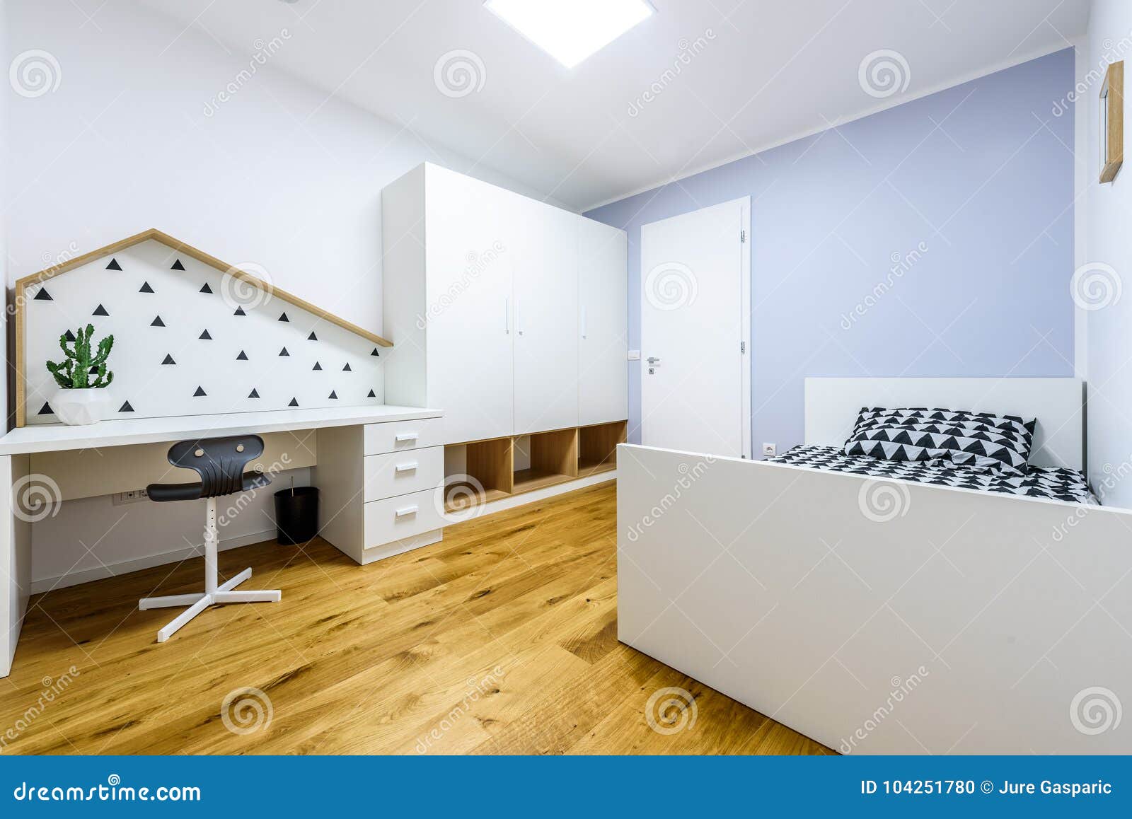 Modern Children Play Room With Bed And Study Desk Stock