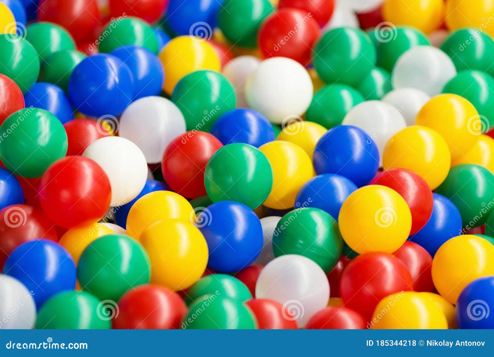 Modern Children Playground Interior. Colored Plastic Balls Pool Stock